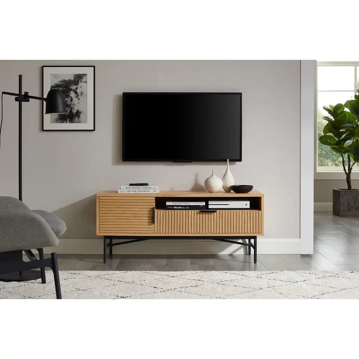 TV-Board 120 cm Eiche Echtholzfurnier - HomeDesign Knaus