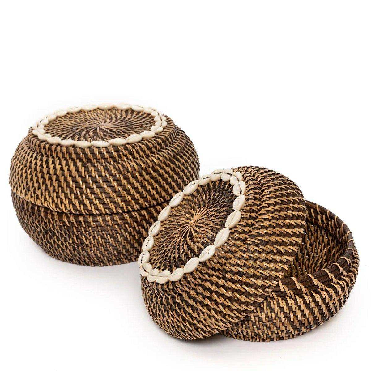 Unikatn Rattan koloniale Peek-a-Boo-Korb Aufbewahrungbox 23 cm - HomeDesign Knaus