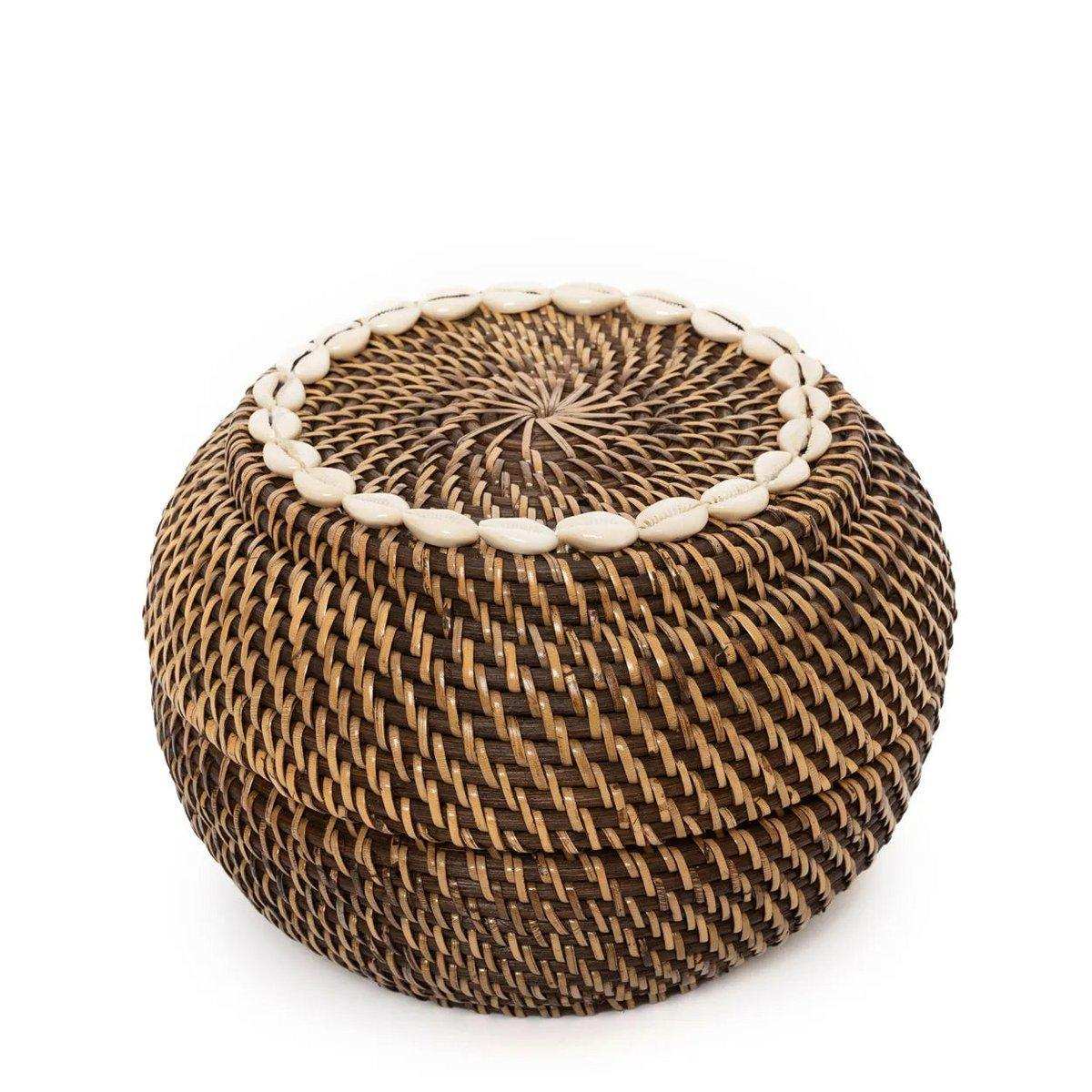 Unikatn Rattan koloniale Peek-a-Boo-Korb Aufbewahrungbox 27 cm - HomeDesign Knaus