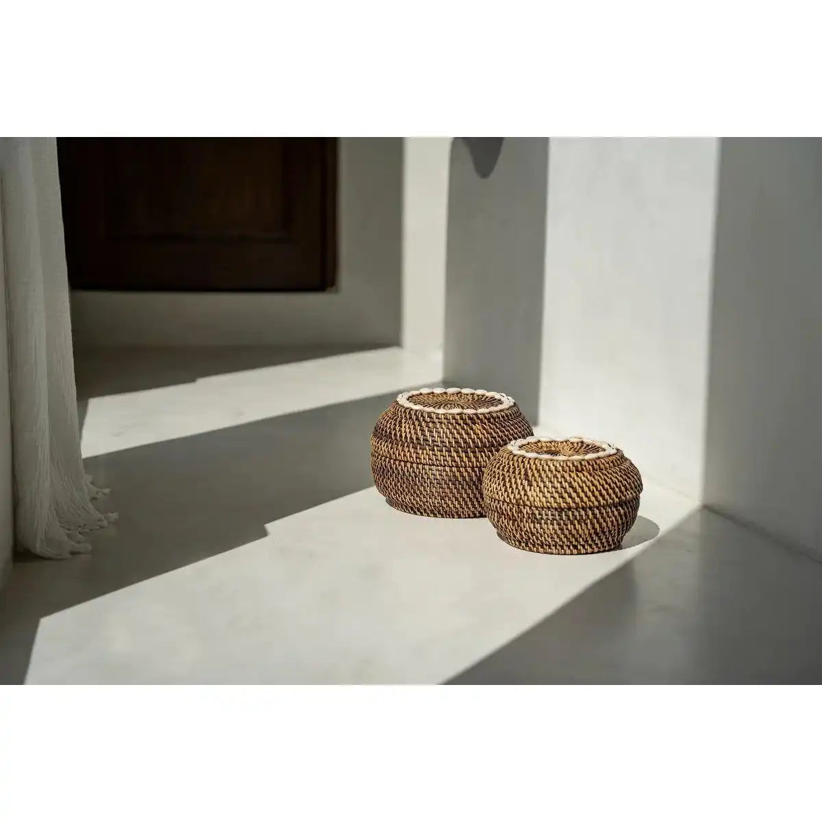 Unikatn Rattan koloniale Peek-a-Boo-Korb Aufbewahrungbox 27 cm - HomeDesign Knaus