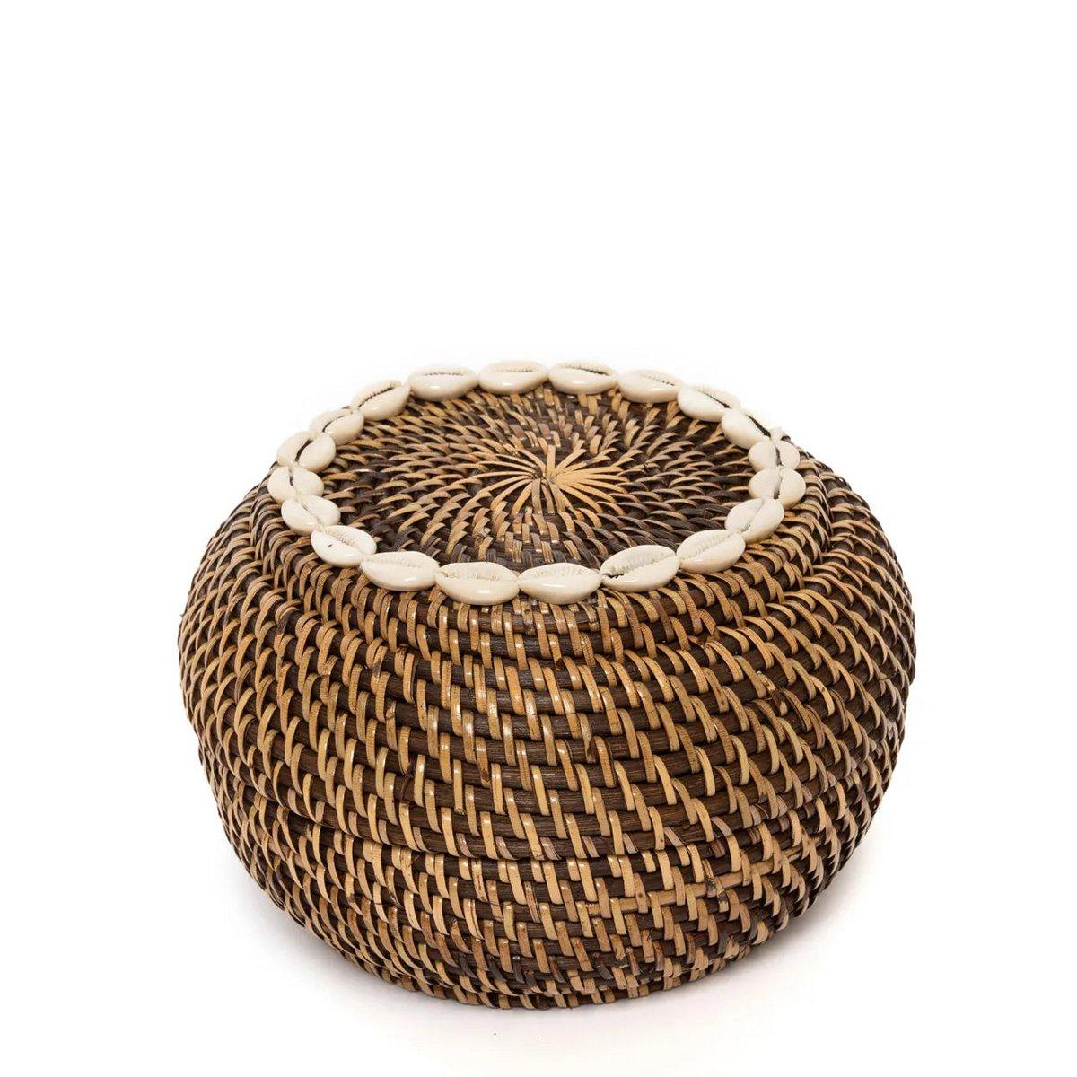 Unikatn Rattan koloniale Peek-a-Boo-Korb Aufbewahrungbox - HomeDesign Knaus