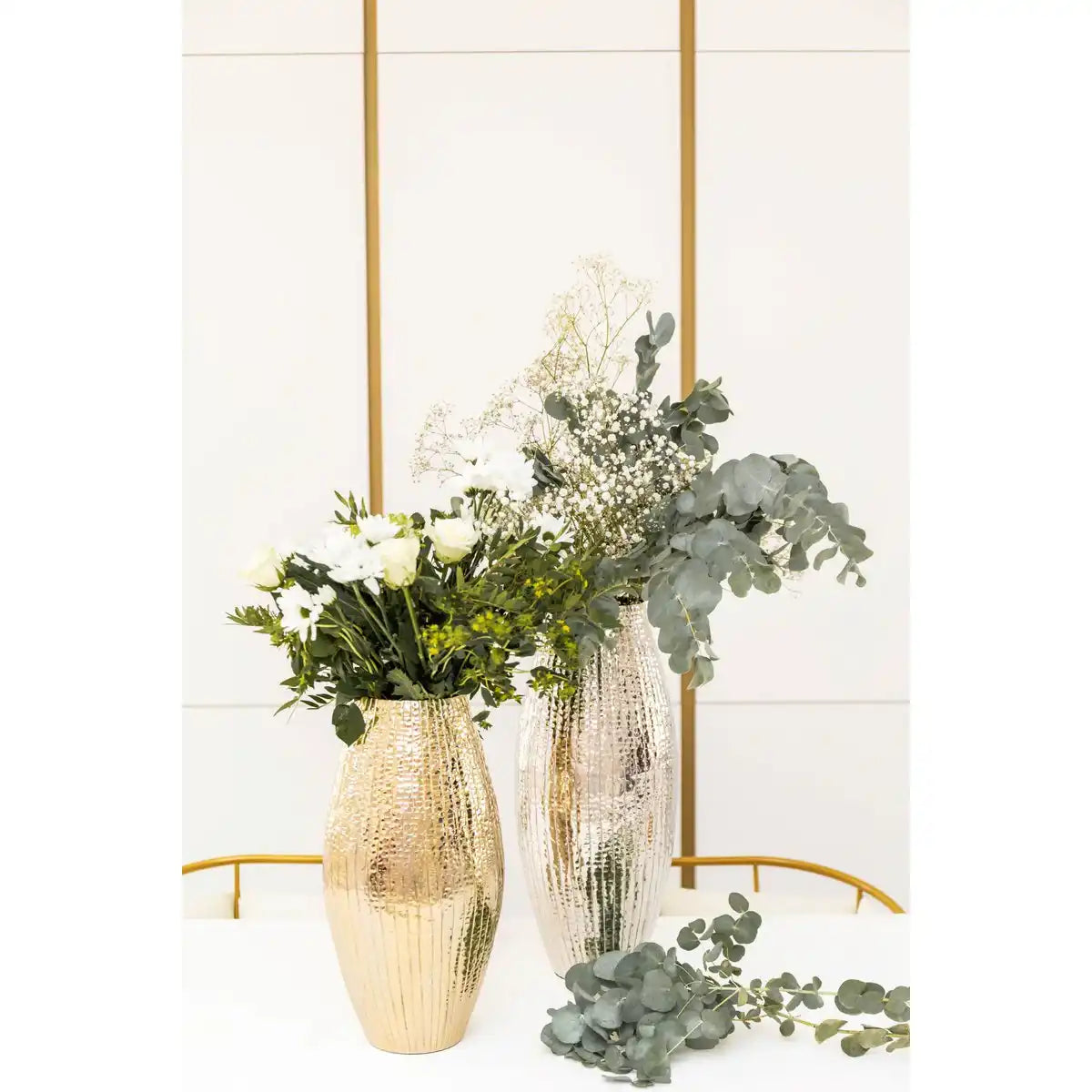 VASE ARGENT BRILLANT 21X21X45CM - HomeDesign Knaus