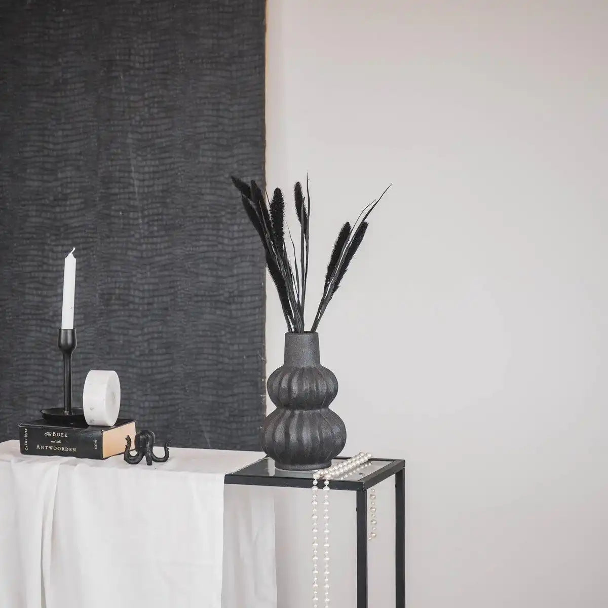 Vase - Bio - Keramik - Schwarz - 15x15x24cm - HomeDesign Knaus
