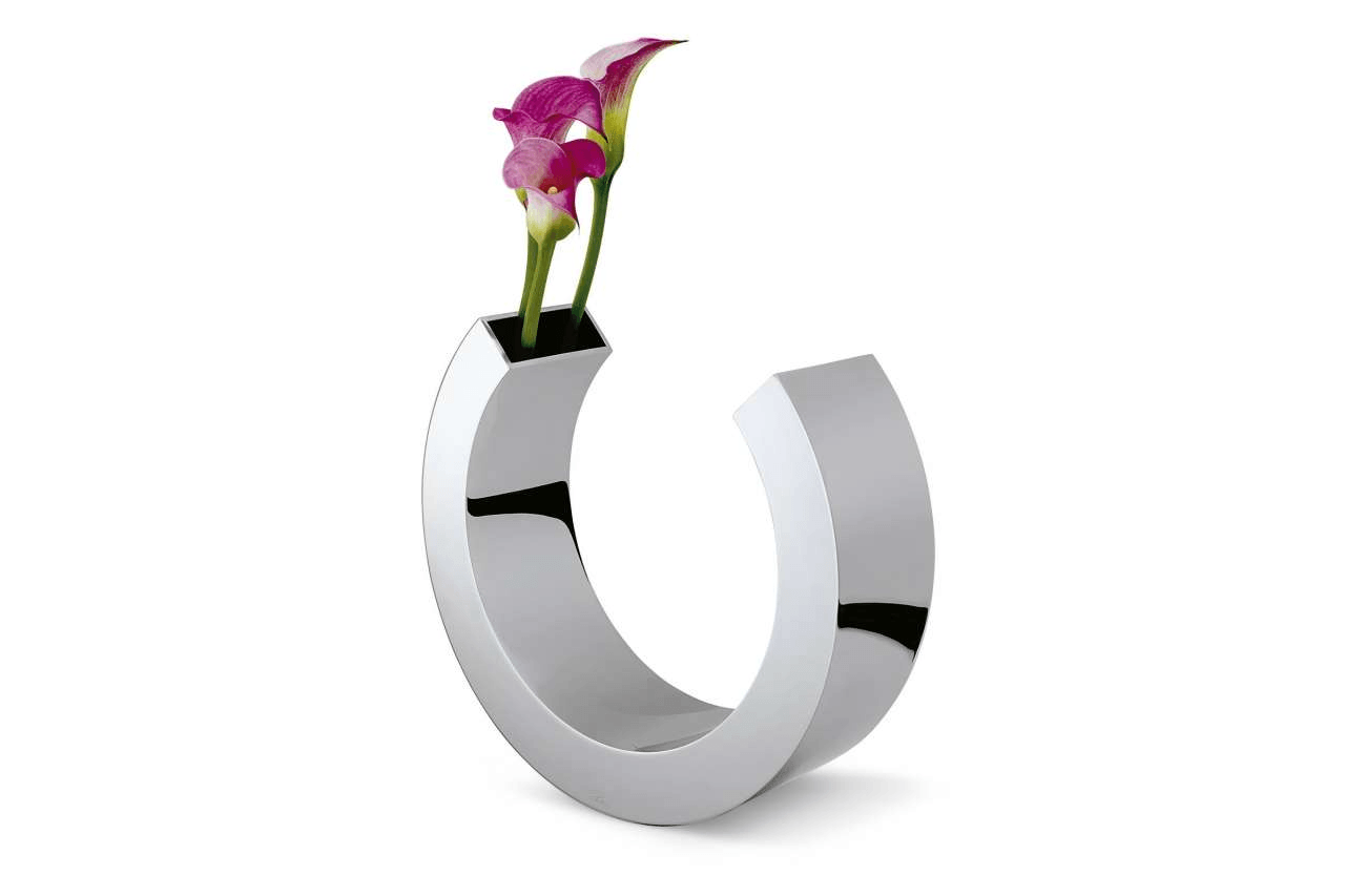 Designer Omega Vase Blumenvase Edelstahl hochglanzpoliert - HomeDesign Knaus