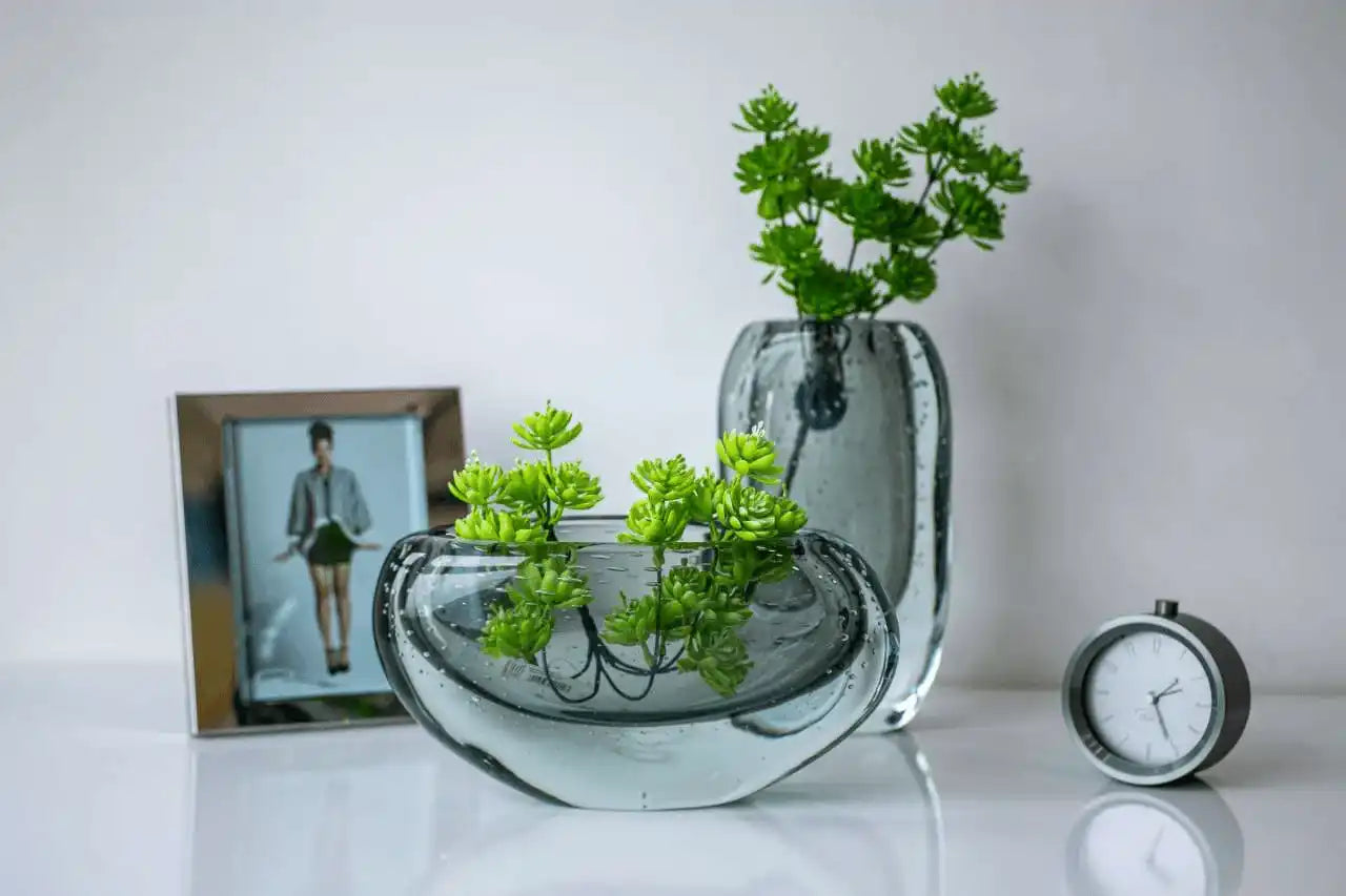 Vase Blumenvase mundgeblasenes robusten Glas - HomeDesign Knaus