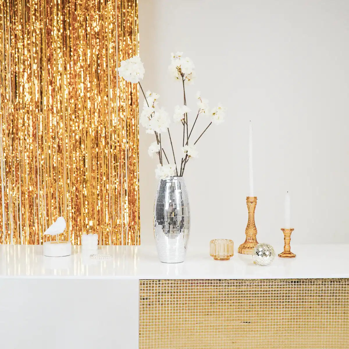 Vase - Disco - Glas - Silber - 12,5x12,5x30cm - HomeDesign Knaus
