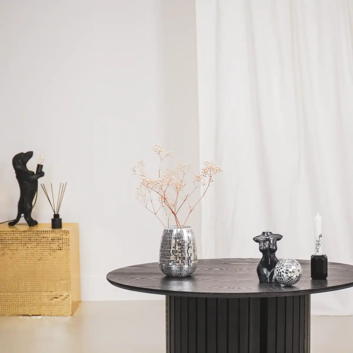 Vase - Disco - Glas - Silber - 12x12x15cm - HomeDesign Knaus