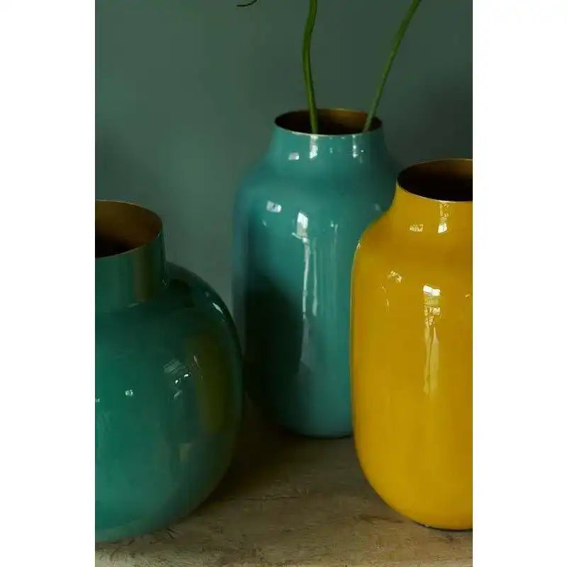 Vase Metall Oval Gelb 30cm - HomeDesign Knaus