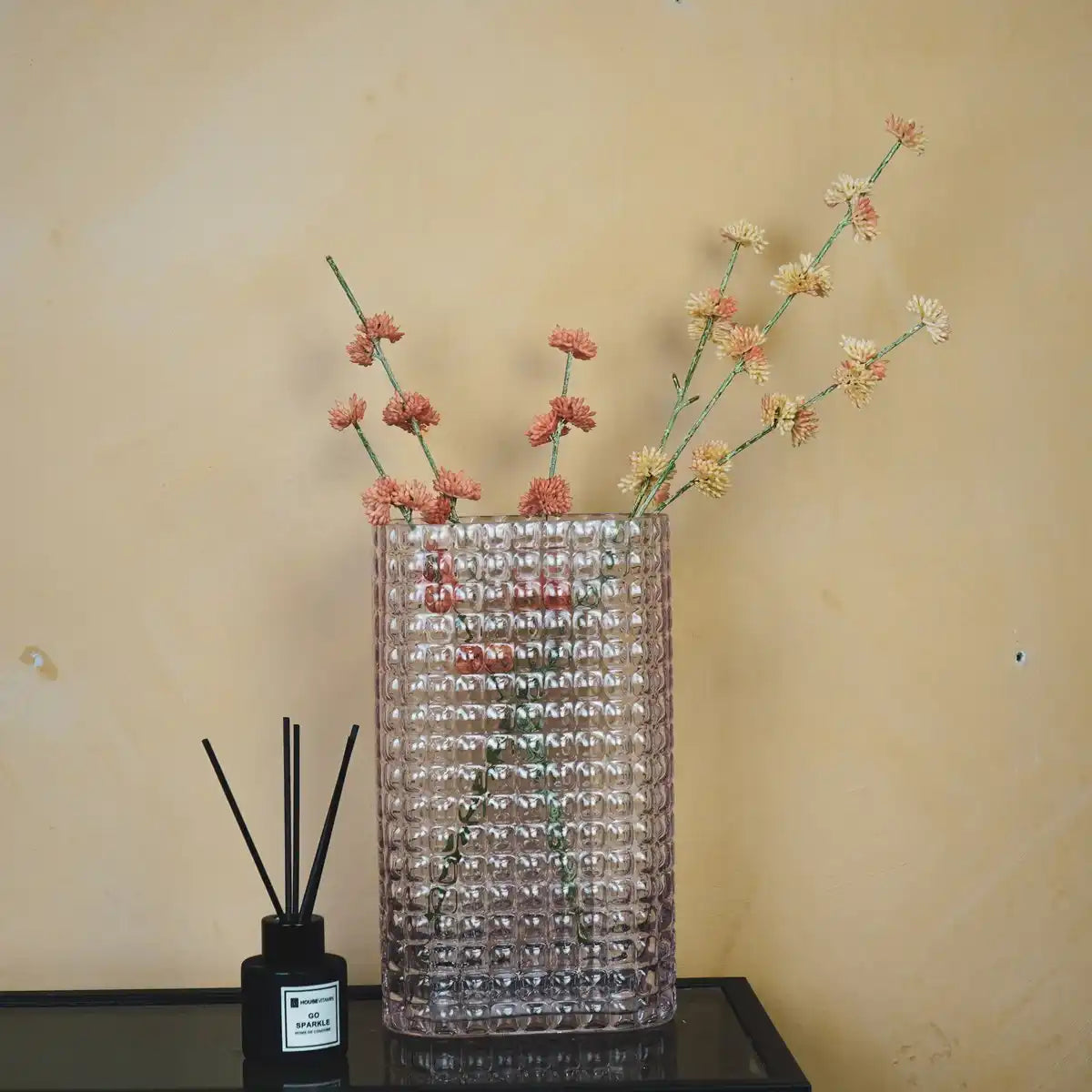 Vase - Ribble - Glas - Rosa - 15x8x25cm - HomeDesign Knaus