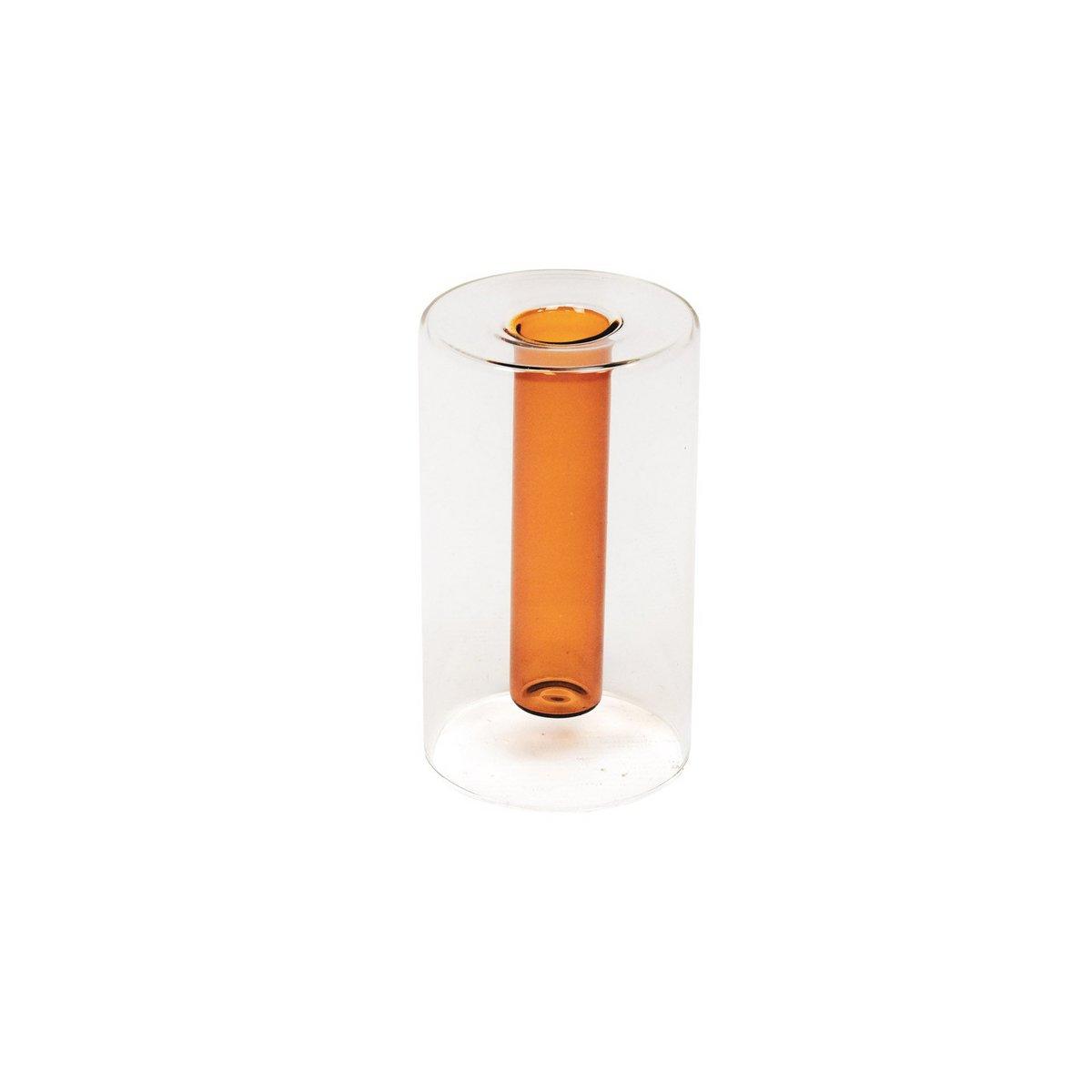 Vase - Röhre - Glas - Braun/Orange - 8x8x14cm - HomeDesign Knaus