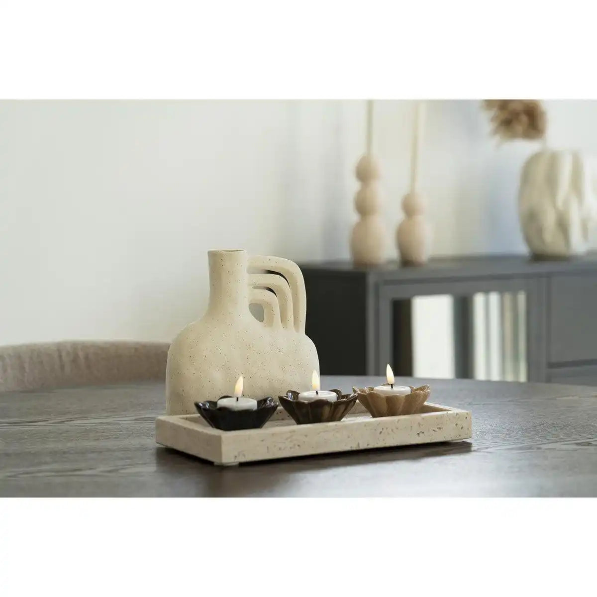 Vase - Vase, Keramik, beige, 18,5x8x19,5 cm - HomeDesign Knaus