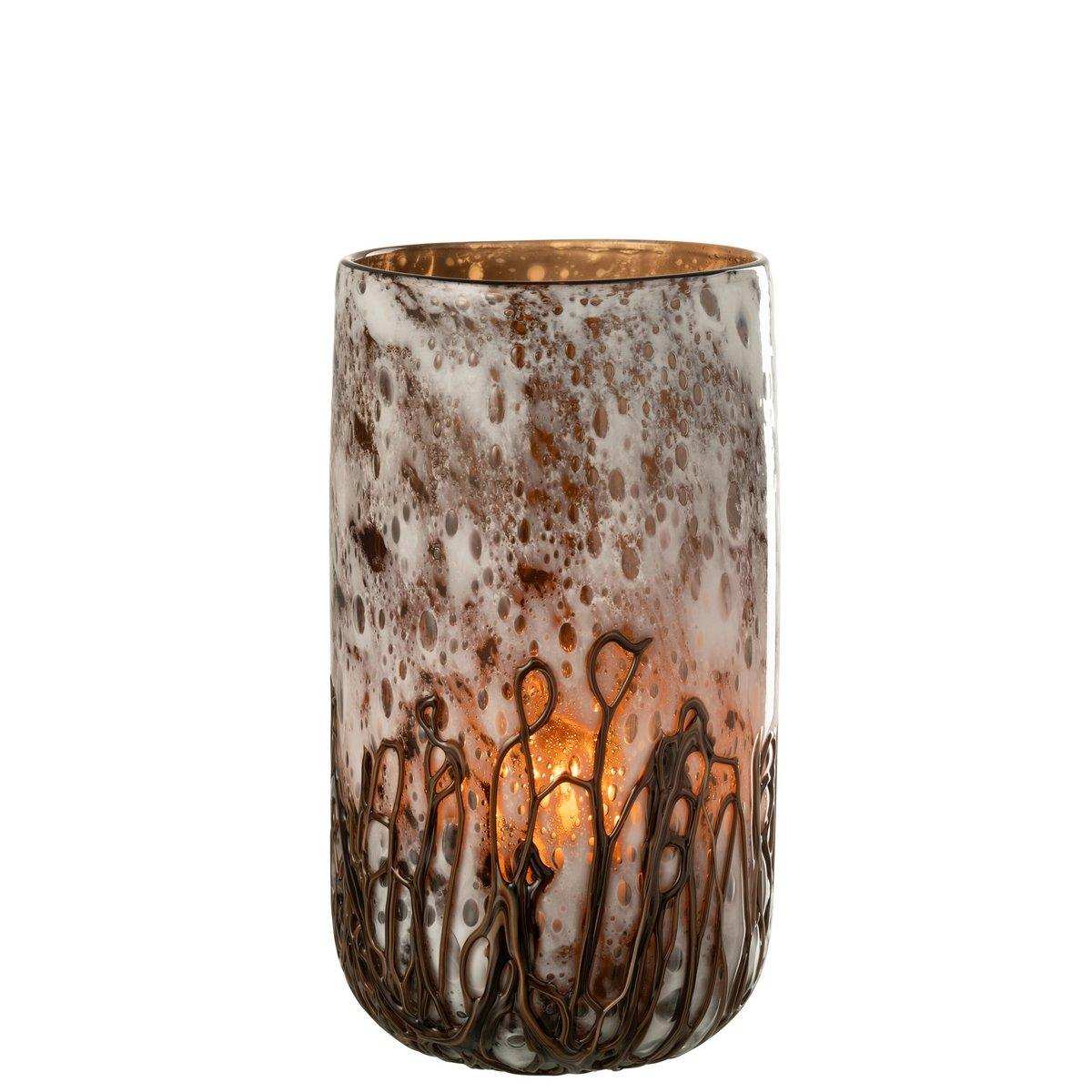 Vase/Kerzenständer „Petra“, Glas, Braun/Weiß - HomeDesign Knaus