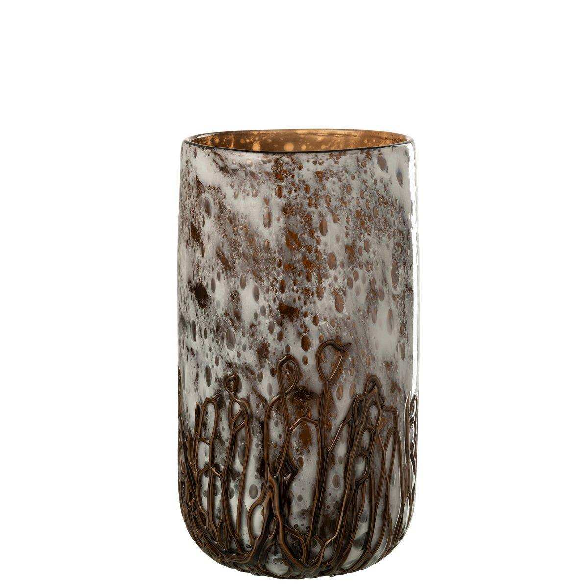 Vase/Kerzenständer „Petra“, Glas, Braun/Weiß - HomeDesign Knaus