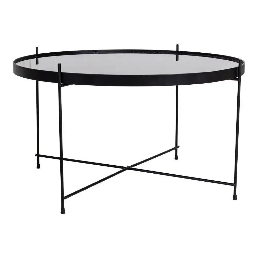 Venezia Couchtisch - Couchtisch schwarz pulverbeschichteter Stahl mit Glas ø70xh40cm - HomeDesign Knaus