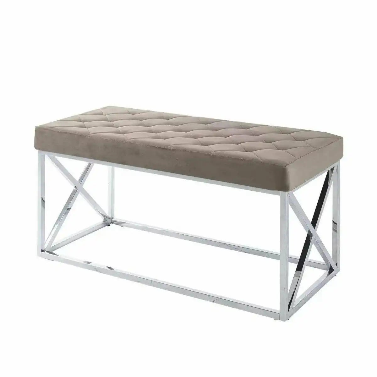 VERA Samt Taupe Sitzbank Garderobenbank - HomeDesign Knaus