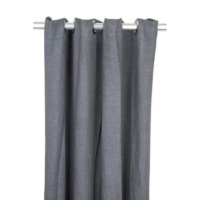 Vintage Leinenvorhang Denise dunkelgrau 140x290 - HomeDesign Knaus