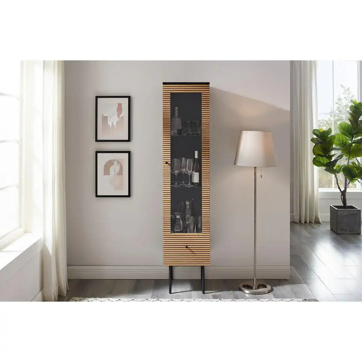 Vitrine 1-türig Eiche Echtholzfurnier - HomeDesign Knaus