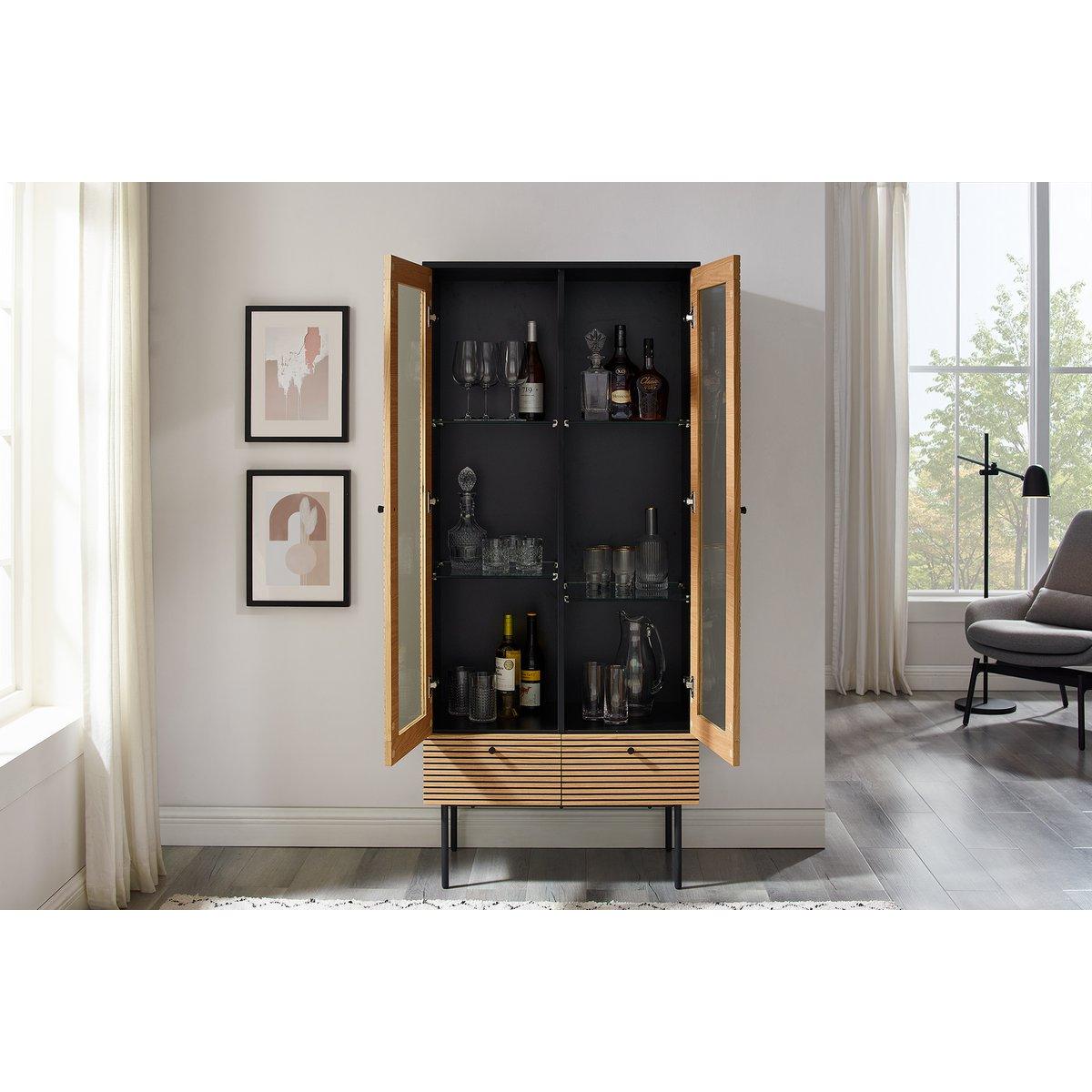 Vitrine 79 cm Eiche Echtholzfurnier - HomeDesign Knaus