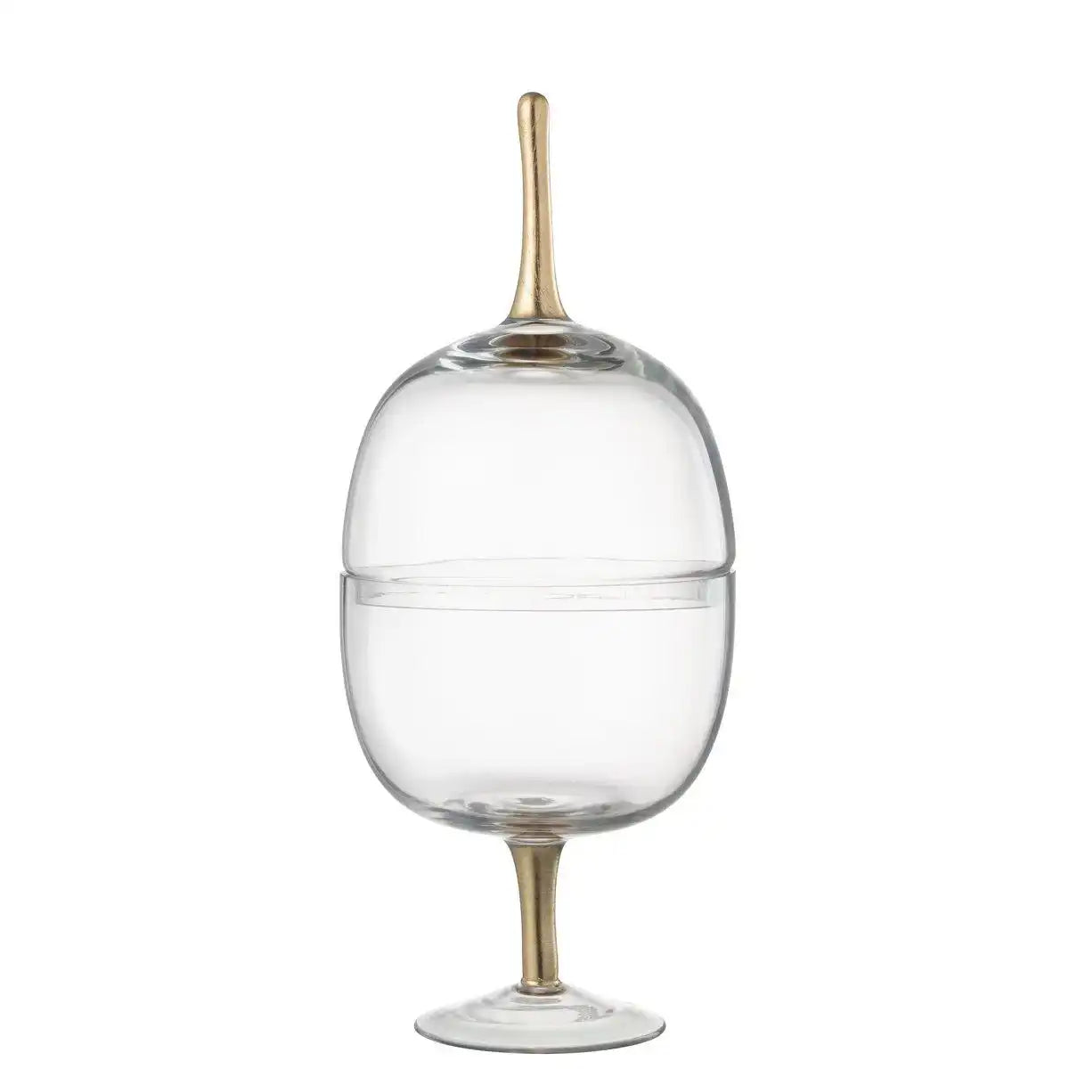 Vorratsdose auf Fuß, Glas, transparent, goldfarben, groß - HomeDesign Knaus