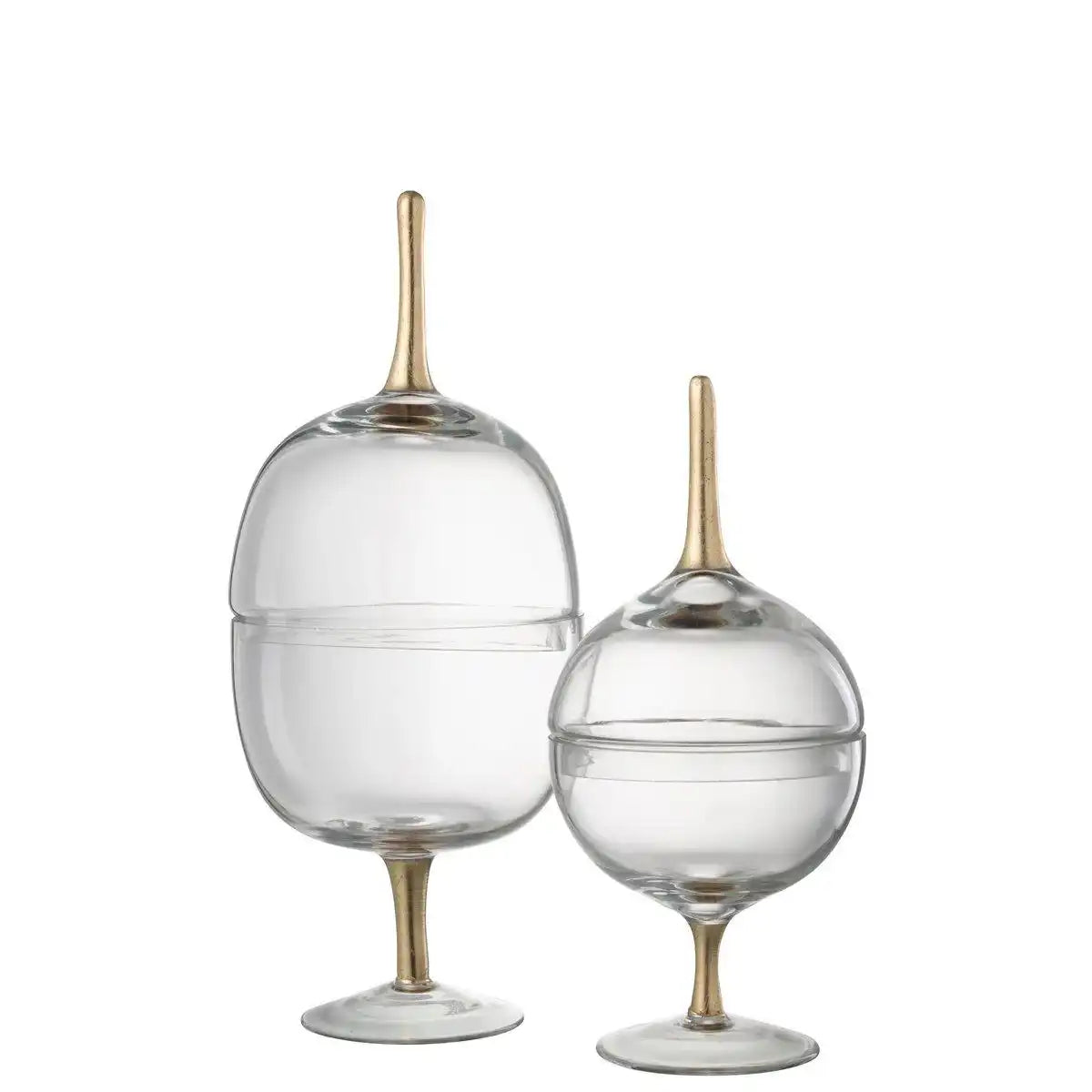 Vorratsdose auf Fuß, Glas, transparent, goldfarben, groß - HomeDesign Knaus