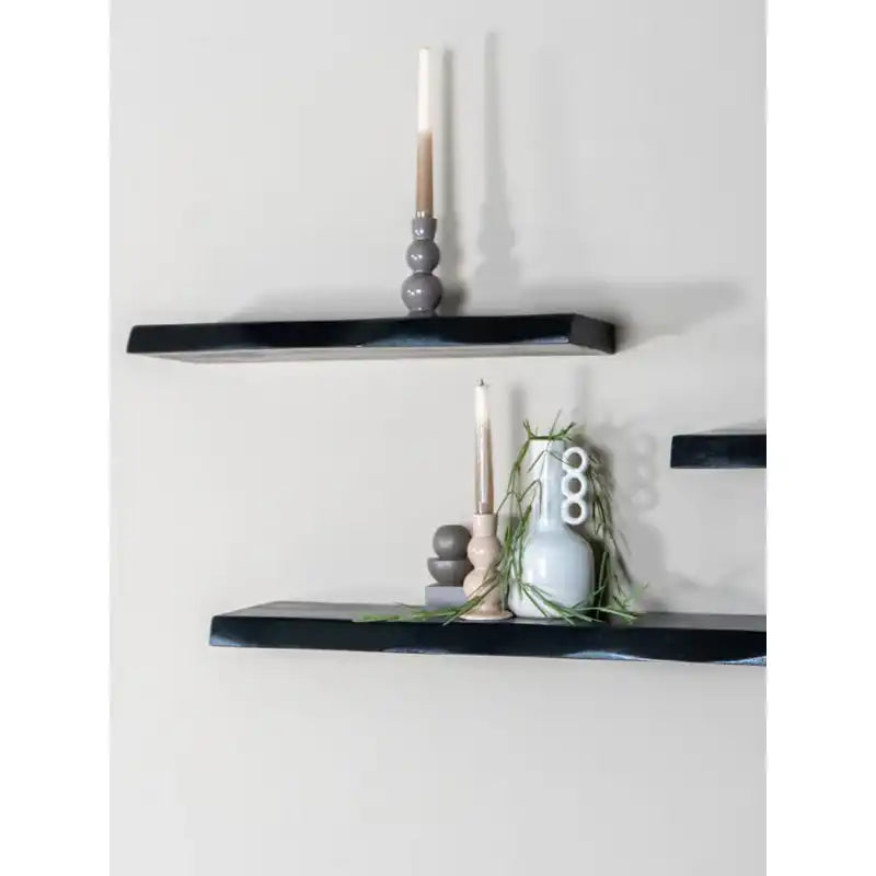 Wandregal aus reinem schwarzem Mangoholz, 40 cm - HomeDesign Knaus