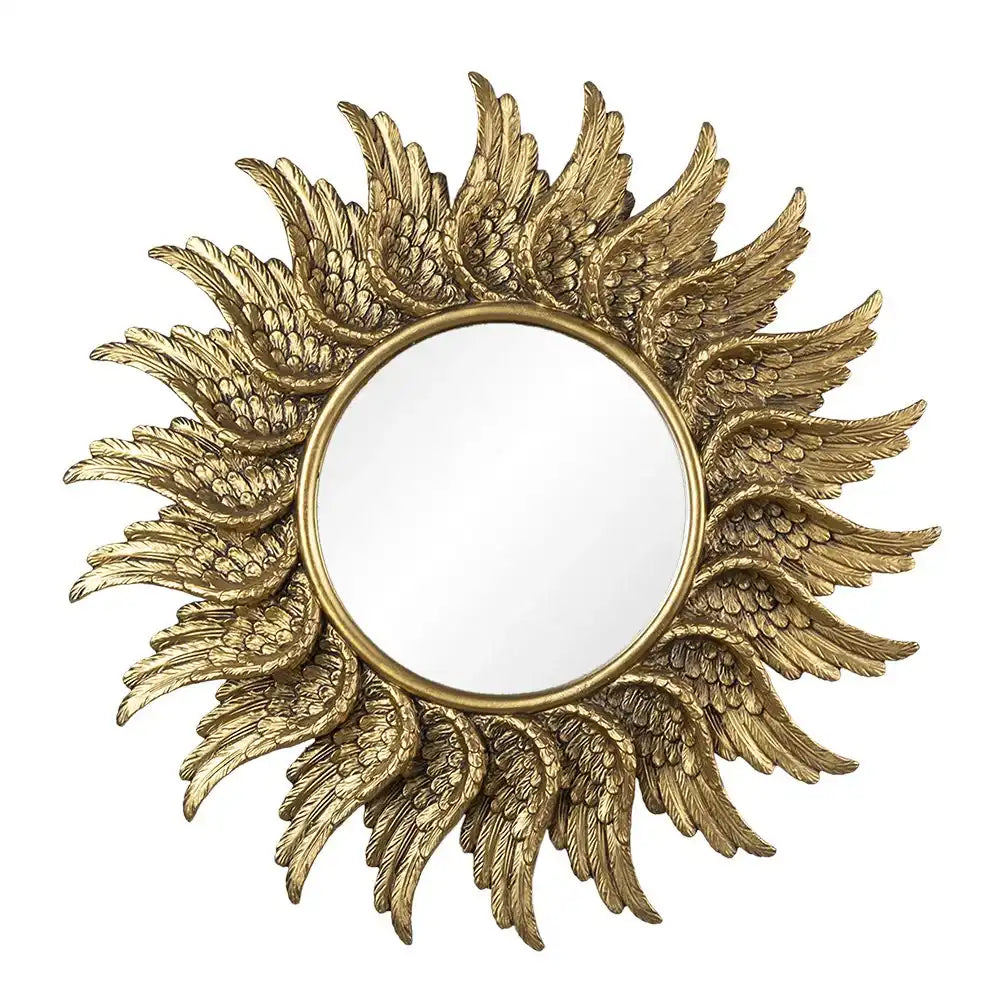 Wandspiegel „Sonne“ Massiv Goldfarben Ø 47 cm - HomeDesign Knaus