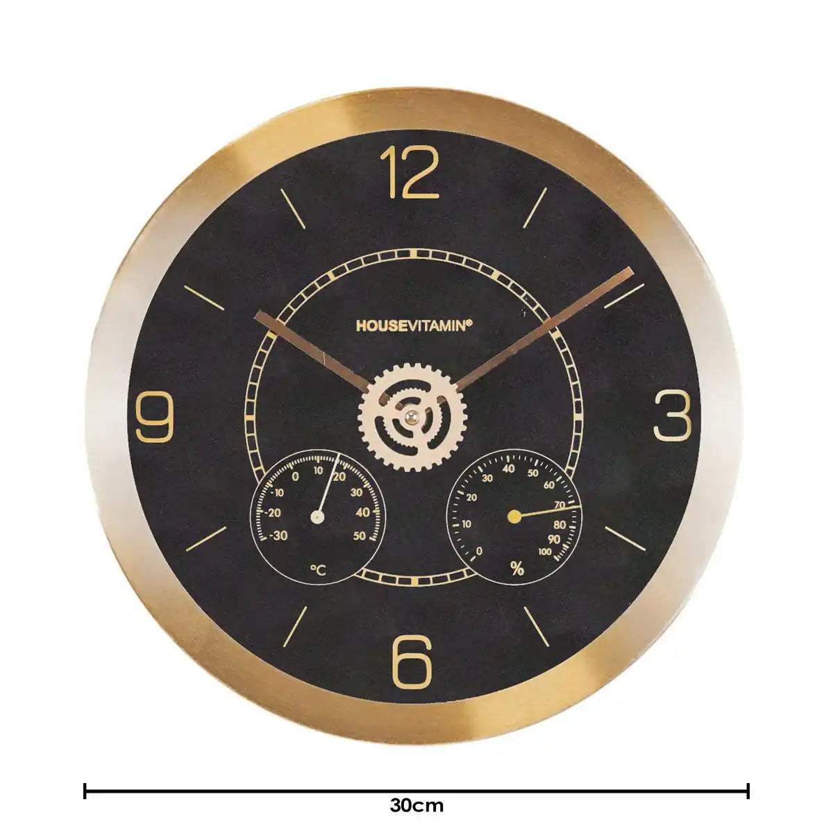 Wanduhr – Hilfszifferblätter – Metall/Glas – Schwarz – 30 x 4,2 x 30 cm - HomeDesign Knaus