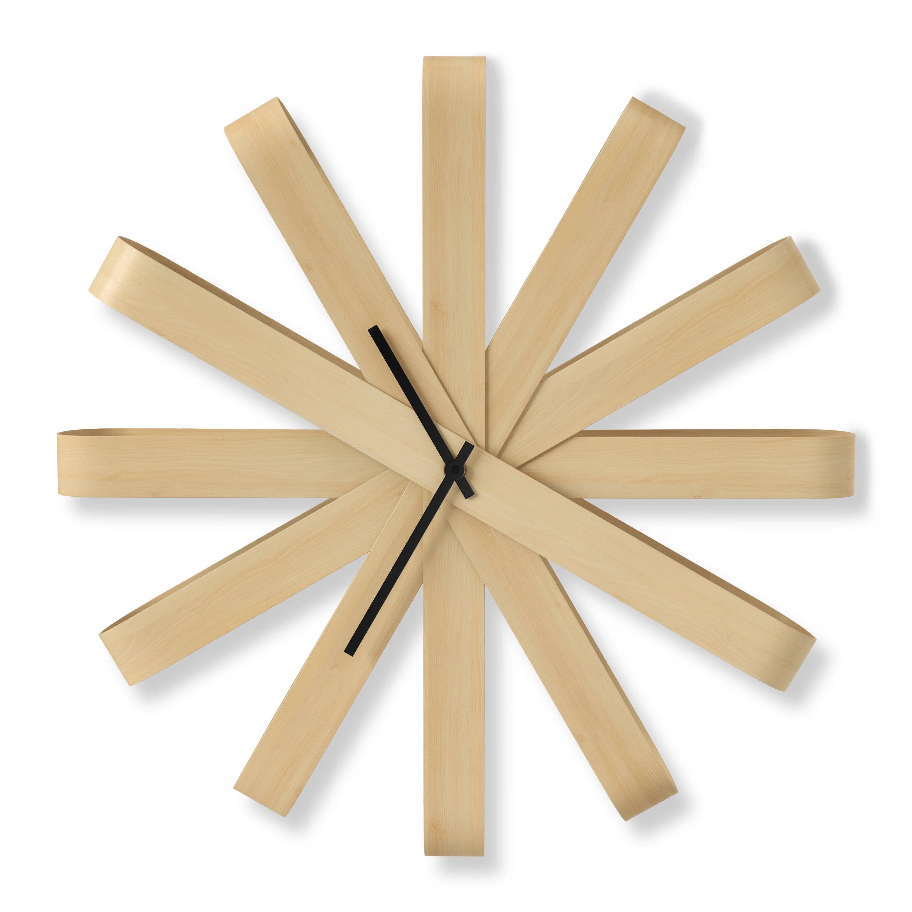 Wanduhr Holz Ribbonwood Uhr Naturholz 51 cm - HomeDesign Knaus