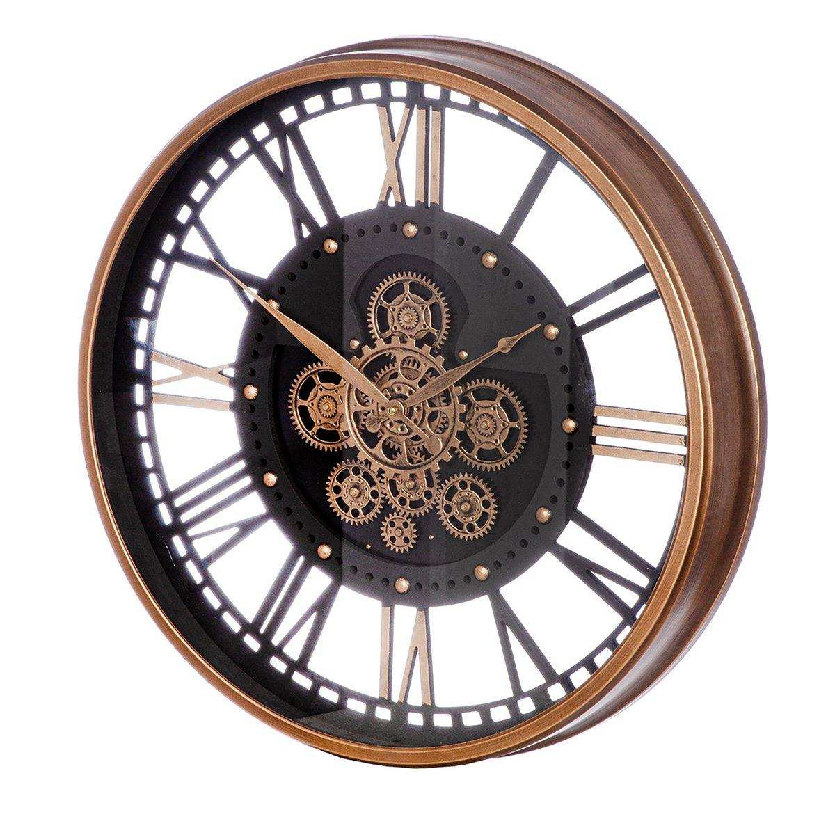 Wanduhr rund, kupferfarben, schwarz H.60 cm - HomeDesign Knaus