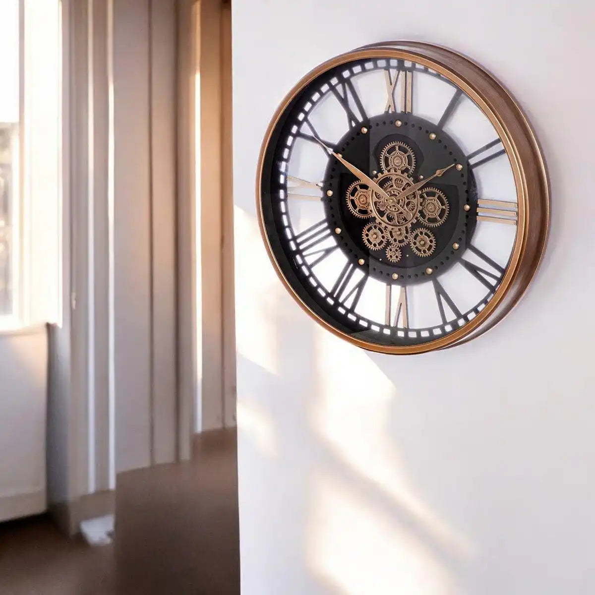 Wanduhr rund, kupferfarben, schwarz H.60 cm - HomeDesign Knaus
