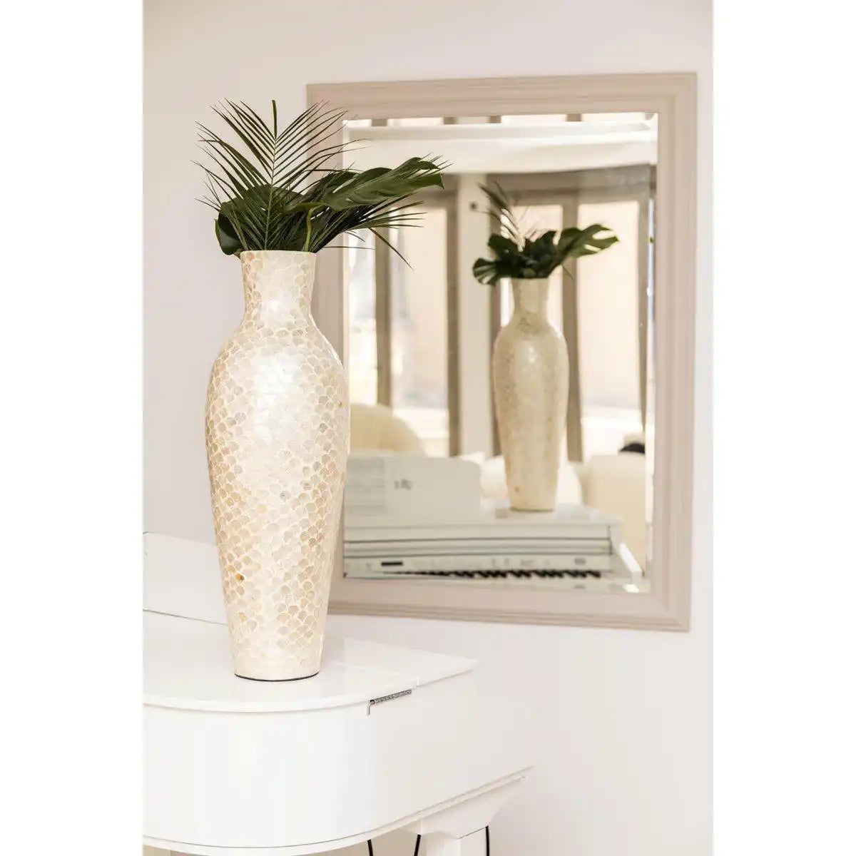 WEISSE PERLENVASE H70CM - HomeDesign Knaus