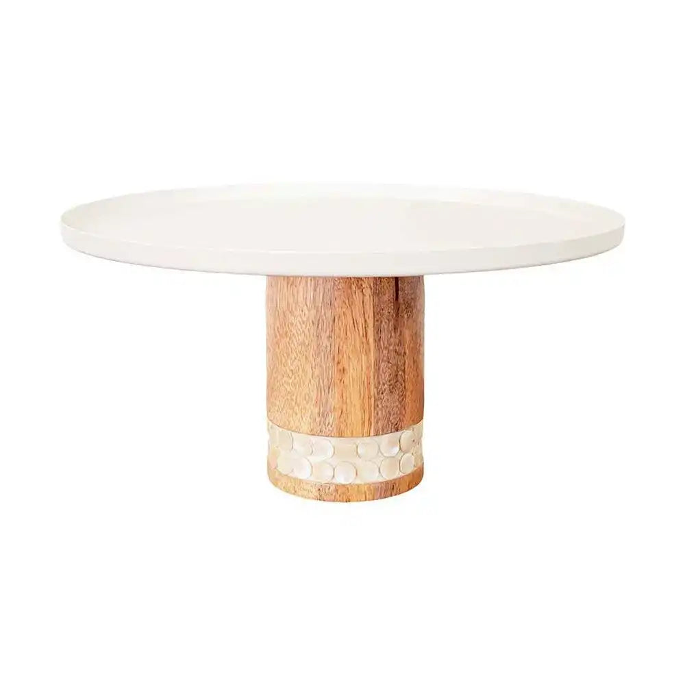 WEISSE TORTENFORM AUF HOLZSTÄNDER, GROSSES MODELL 30X30X15CM - HomeDesign Knaus