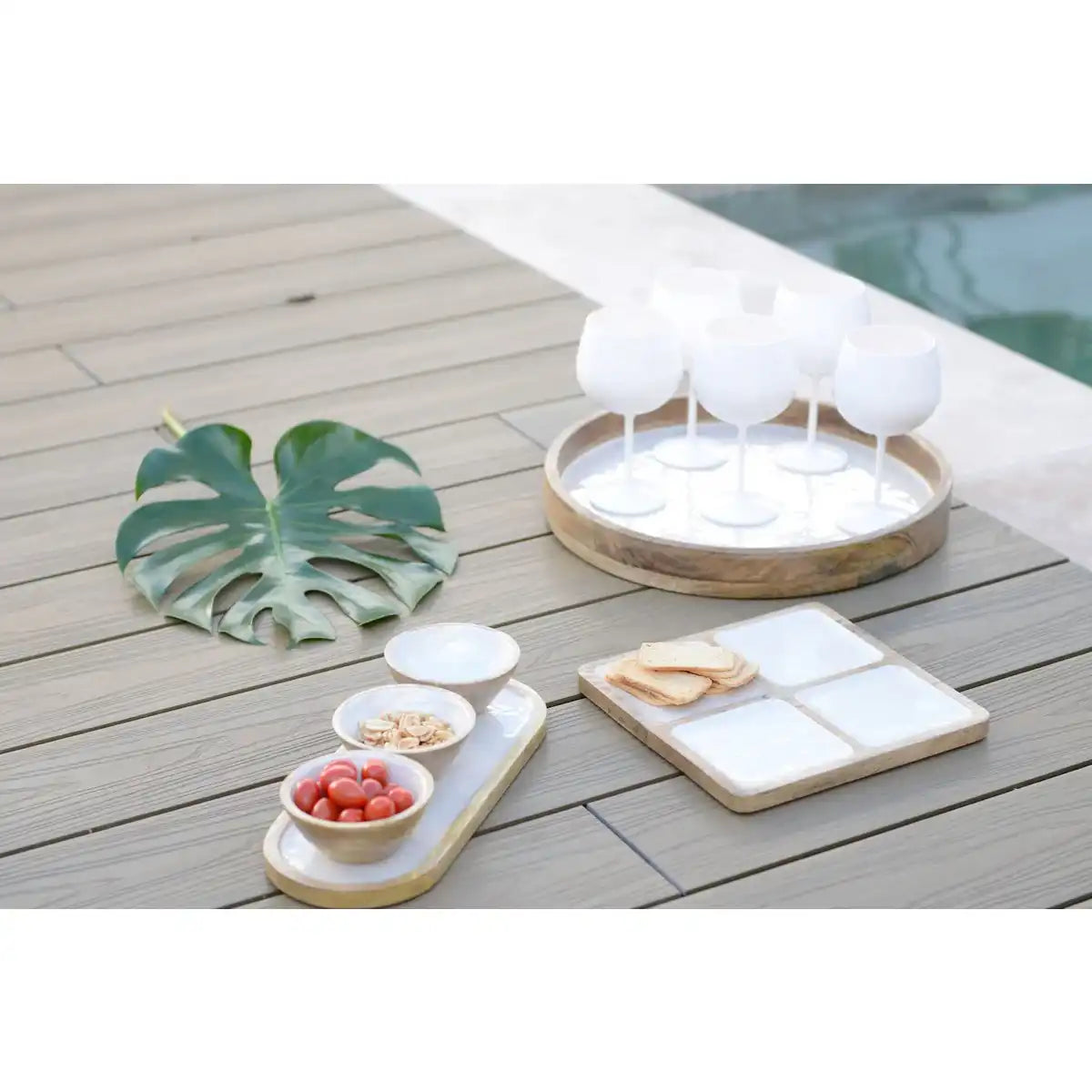 Weißer Quadrat 4 Mangoier -Holzfächer - HomeDesign Knaus