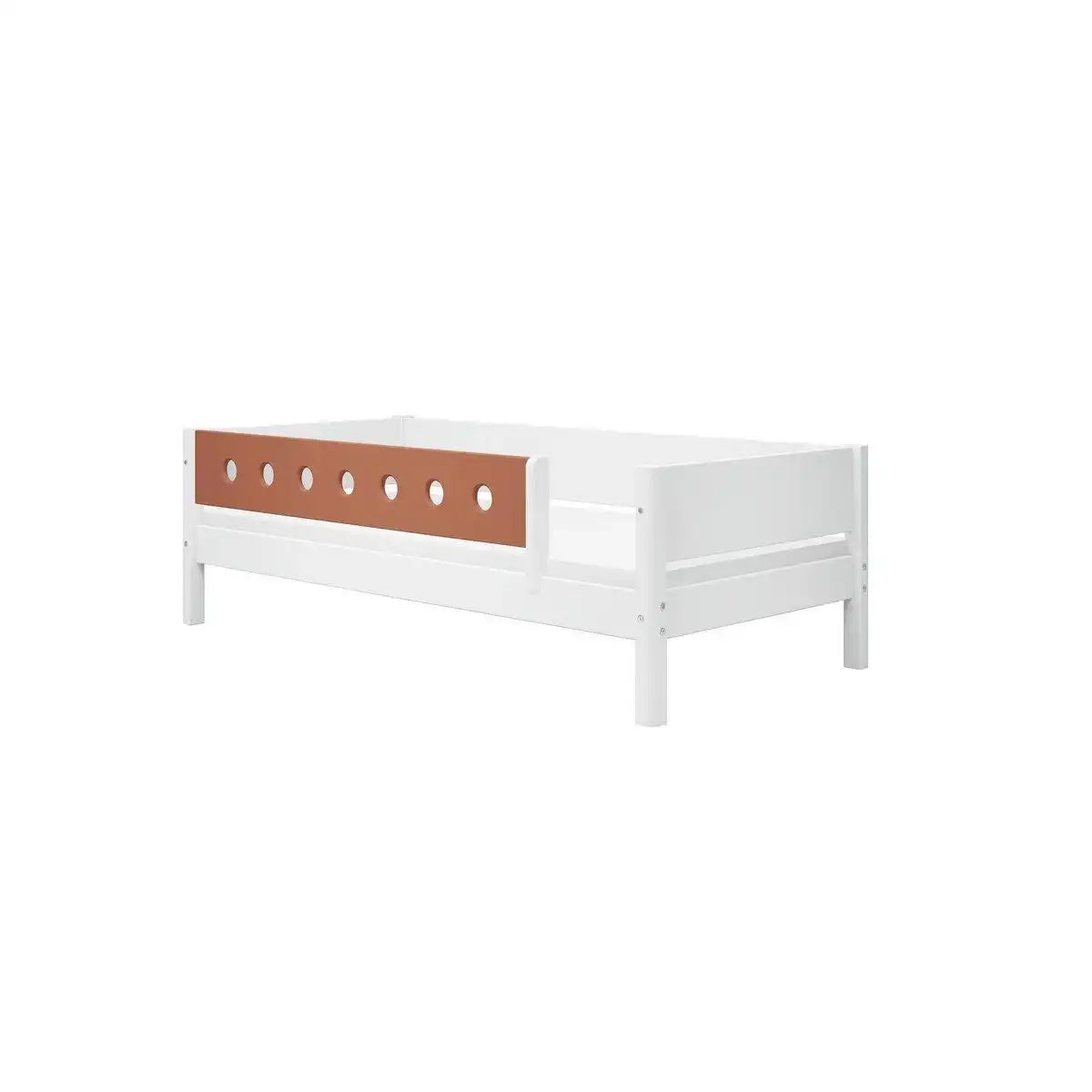 WHITE Einzelbett mit Sicherheitsgeländer, 90 x 200 cm, Weiß/Blush - HomeDesign Knaus