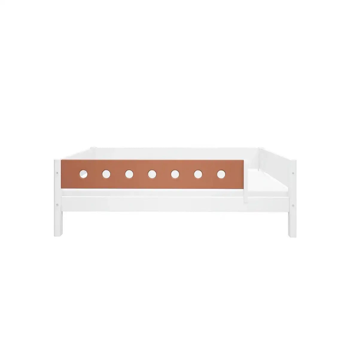WHITE Einzelbett mit Sicherheitsgeländer, 90 x 200 cm, Weiß/Blush - HomeDesign Knaus