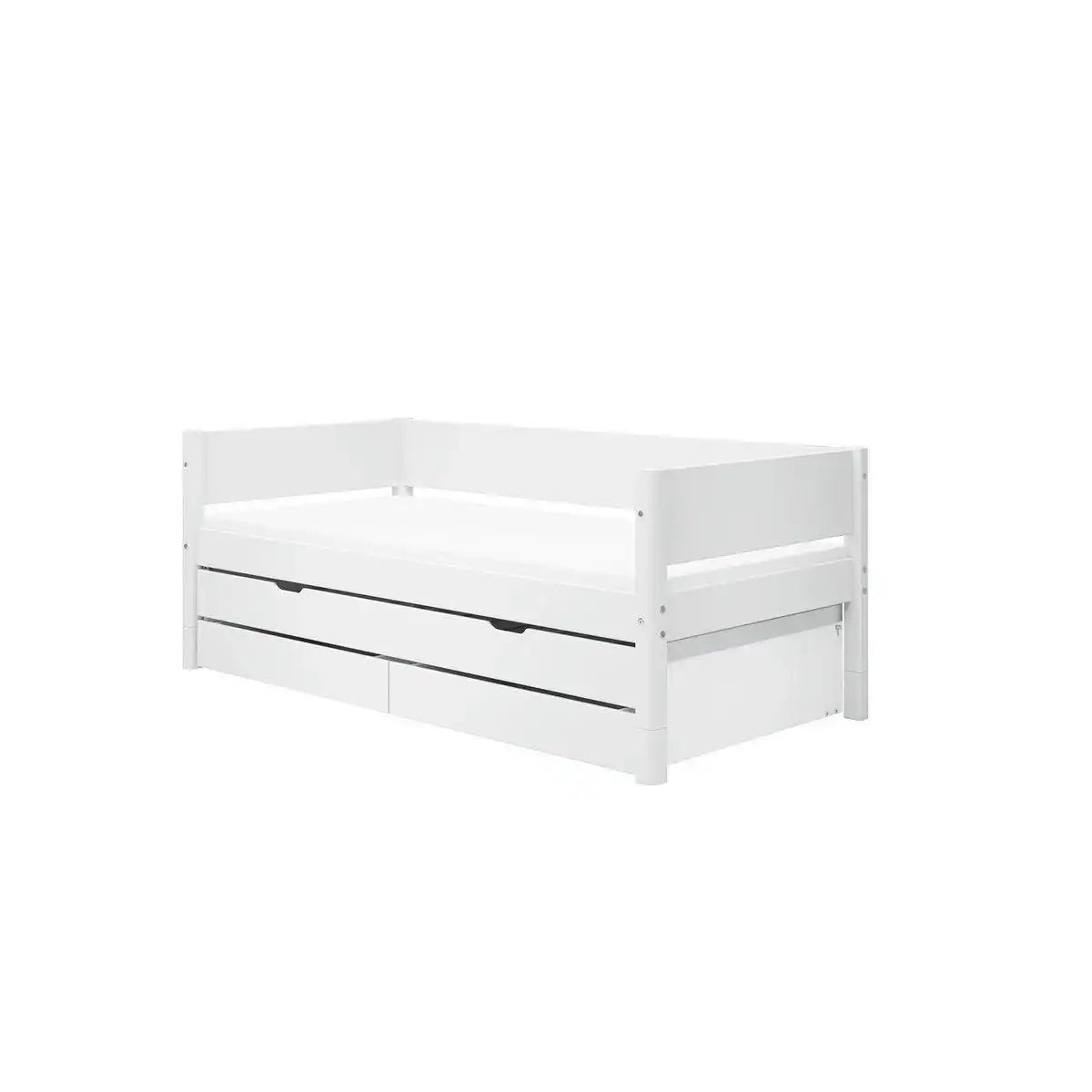 WHITE Einzelbett mit Stauraum und Ausziehbett, 90 x 200 cm, Weiß - HomeDesign Knaus