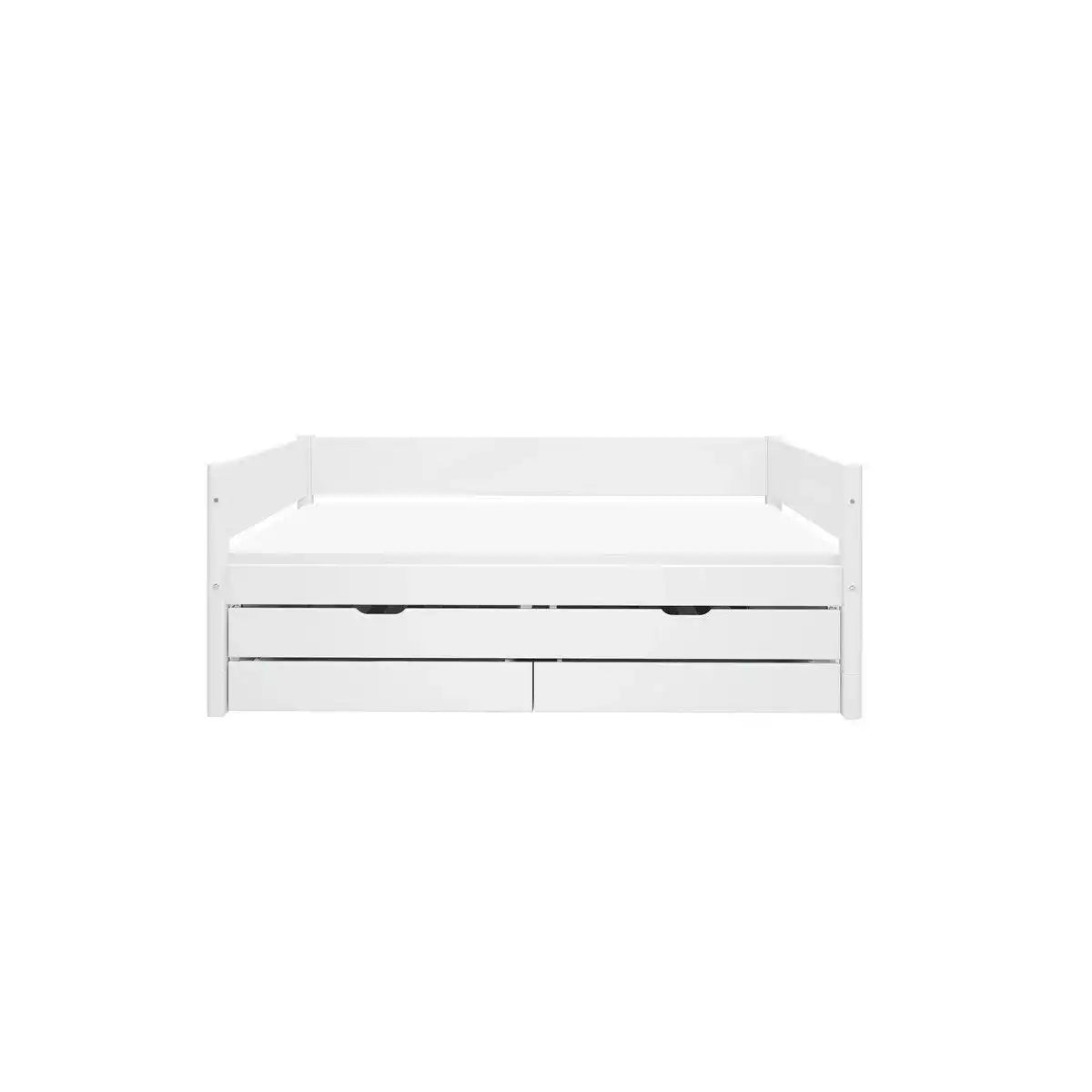 WHITE Einzelbett mit Stauraum und Ausziehbett, 90 x 200 cm, Weiß - HomeDesign Knaus