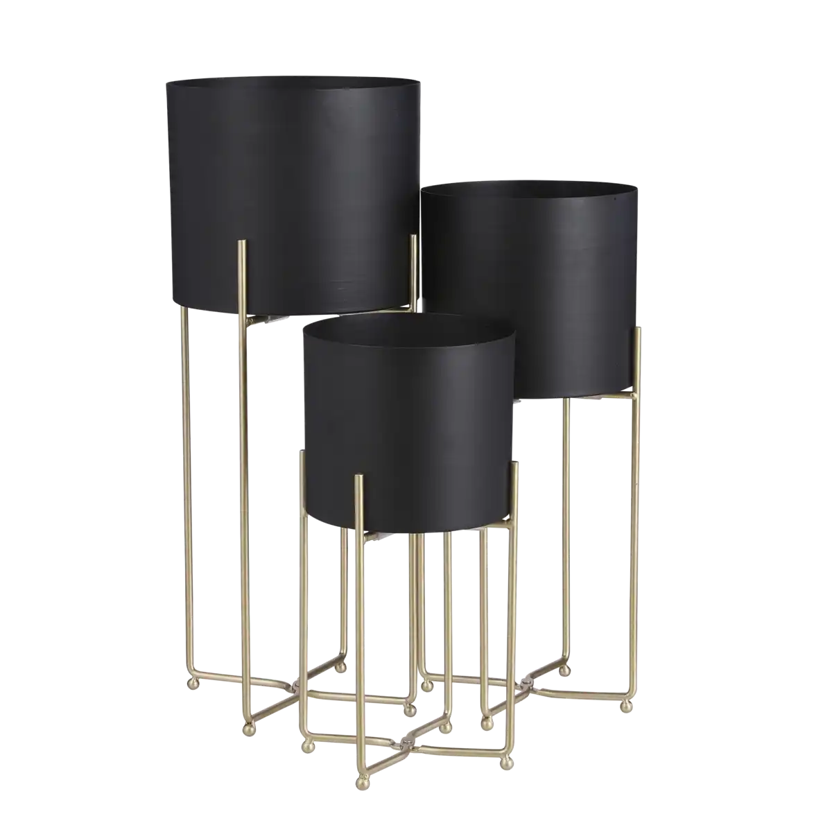 Widder-Blumentopf auf Ständer – 3er-Set – H58 x Ø24 cm – Schwarz - HomeDesign Knaus
