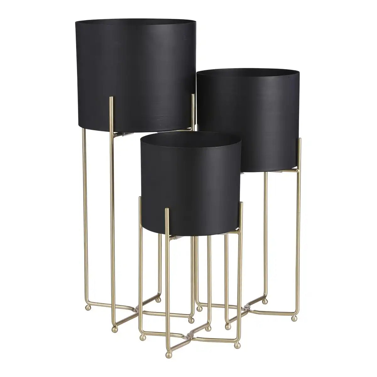 Widder-Blumentopf auf Ständer – 3er-Set – H58 x Ø24 cm – Schwarz - HomeDesign Knaus