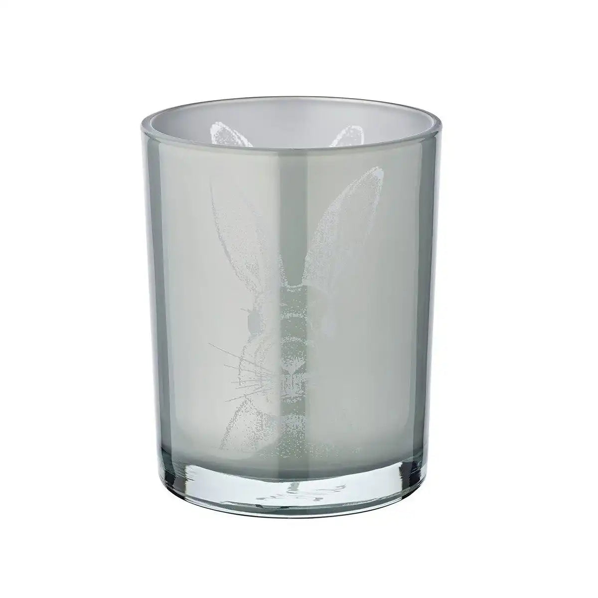 Windlicht Hase (Höhe 12,5 cm, ø 10 cm) in Grau, Teelichthalter, Teelichtglas im mit Hasen-Motiv - HomeDesign Knaus