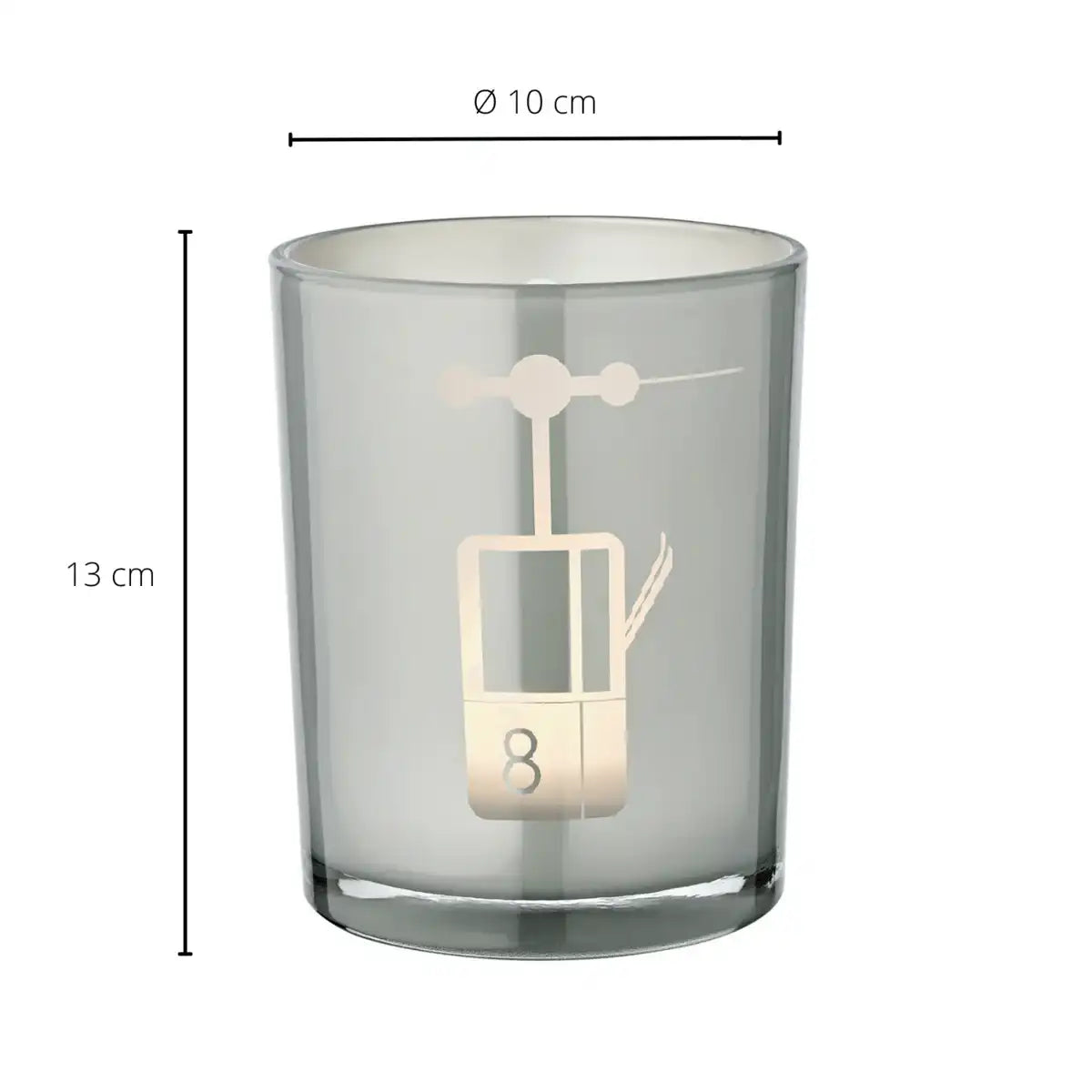 Windlicht Lift (Höhe 13 cm, ø 10 cm) in Grau, Windlicht mit sportlichem Skilift-Motiv - HomeDesign Knaus