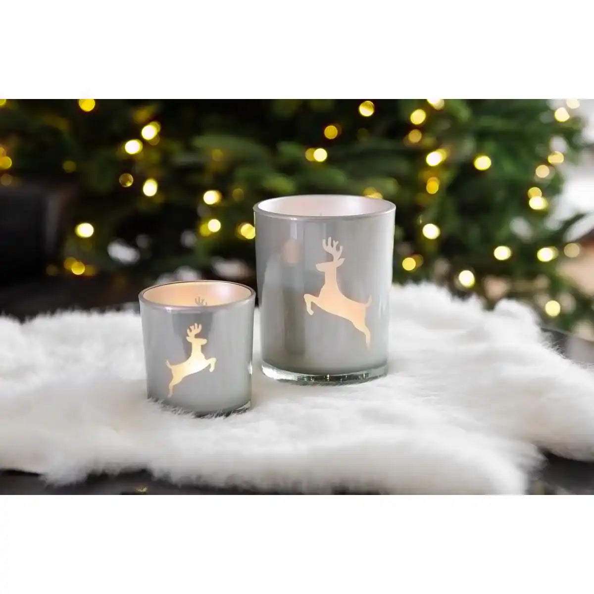 Windlicht Loki right (Höhe 13 cm) in Grau - HomeDesign Knaus