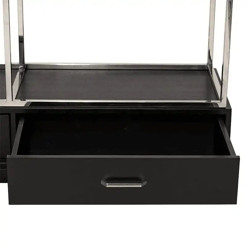 XXL Hochglanz Silber poliertes Glasregal mit klaren Glasböden Vitrine Bücherregal - HomeDesign Knaus