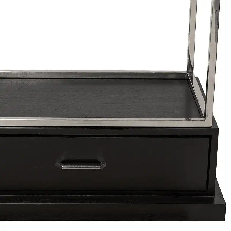 XXL Hochglanz Silber poliertes Glasregal mit klaren Glasböden Vitrine Bücherregal - HomeDesign Knaus