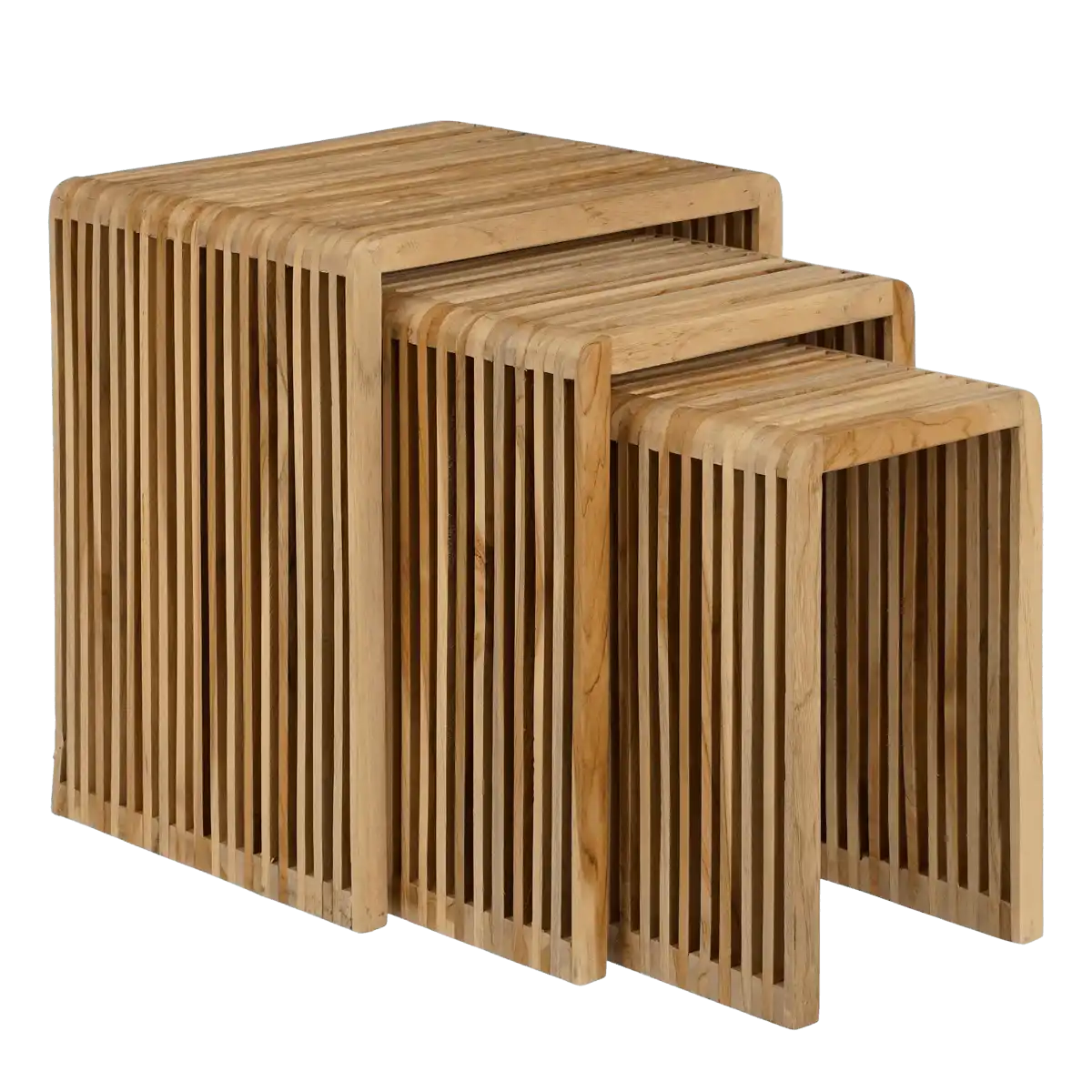 Yonker Beistelltisch – 3er-Set – L44 x B34 x H50 cm – recyceltes Holz – Braun - HomeDesign Knaus