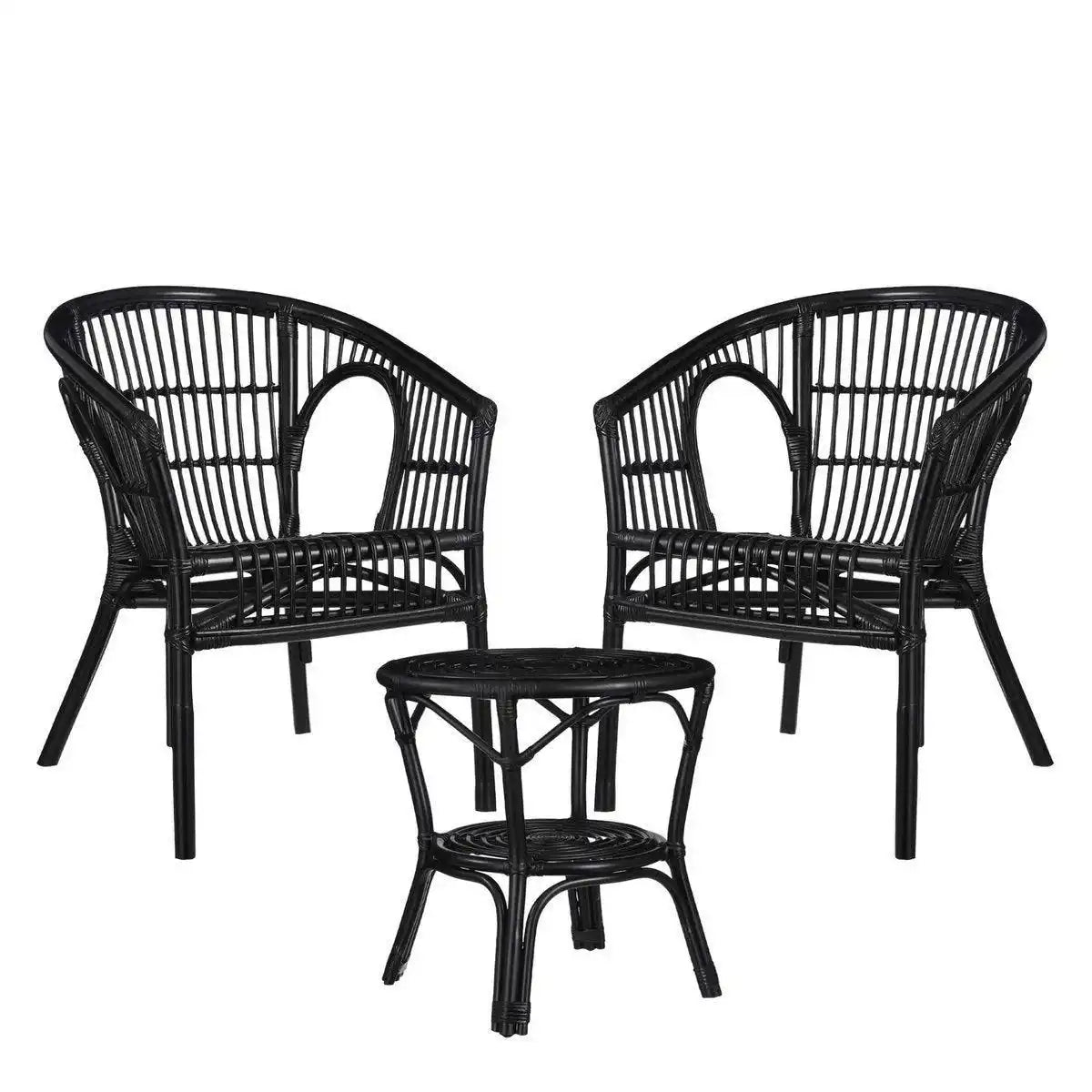 Zambia Gartenset – Rattan – Schwarz - HomeDesign Knaus