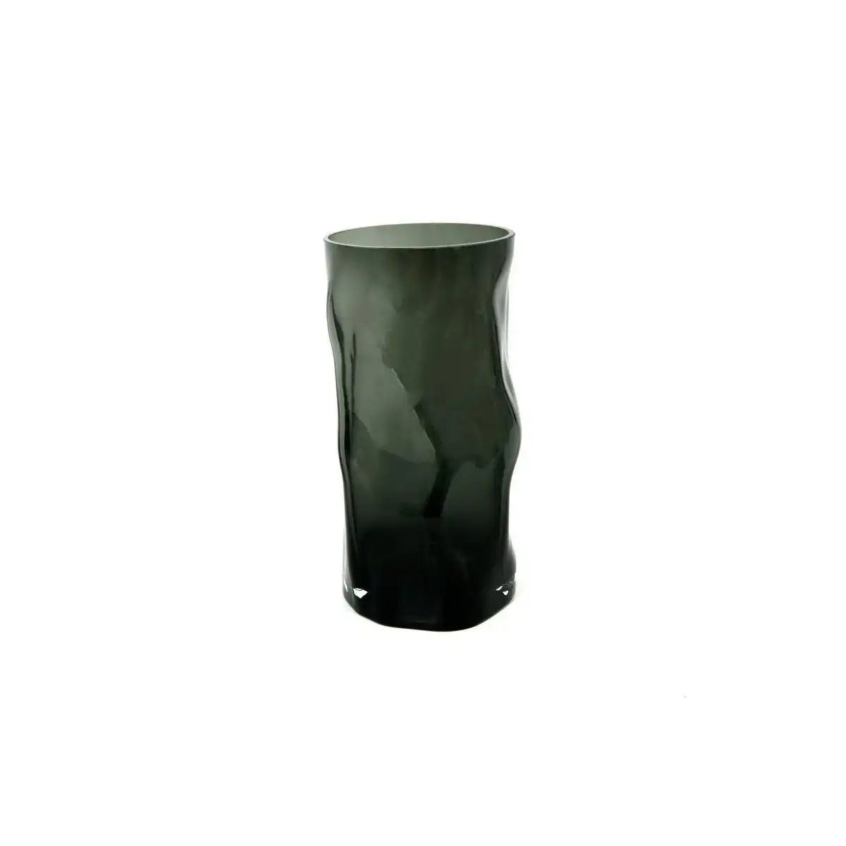 Zylindrische Glasvase mit unregelmäßiger Form, wie schwarzes Holz. ABU30GR - HomeDesign Knaus