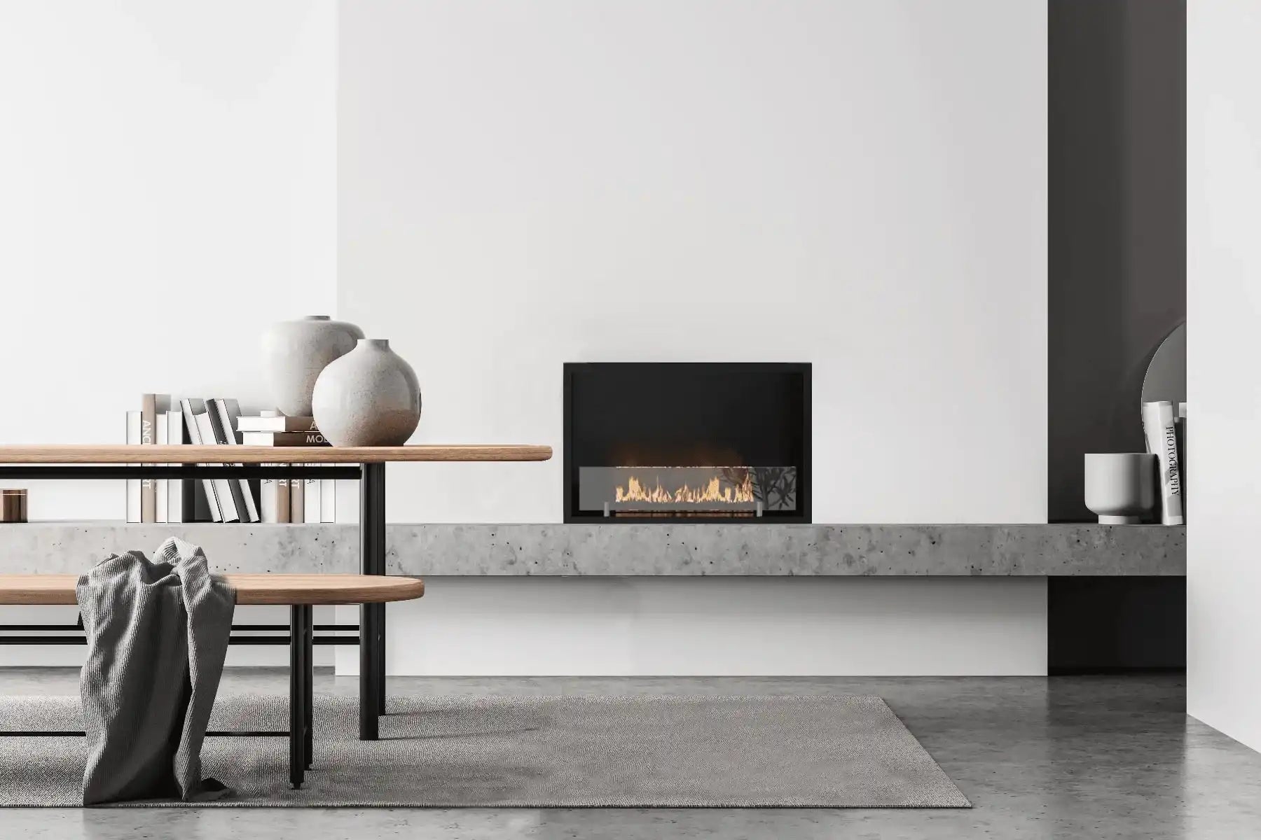 1-seitig Bio-Ethanol Einbaukamin Wandkamin Panoramakamin - HomeDesign Knaus