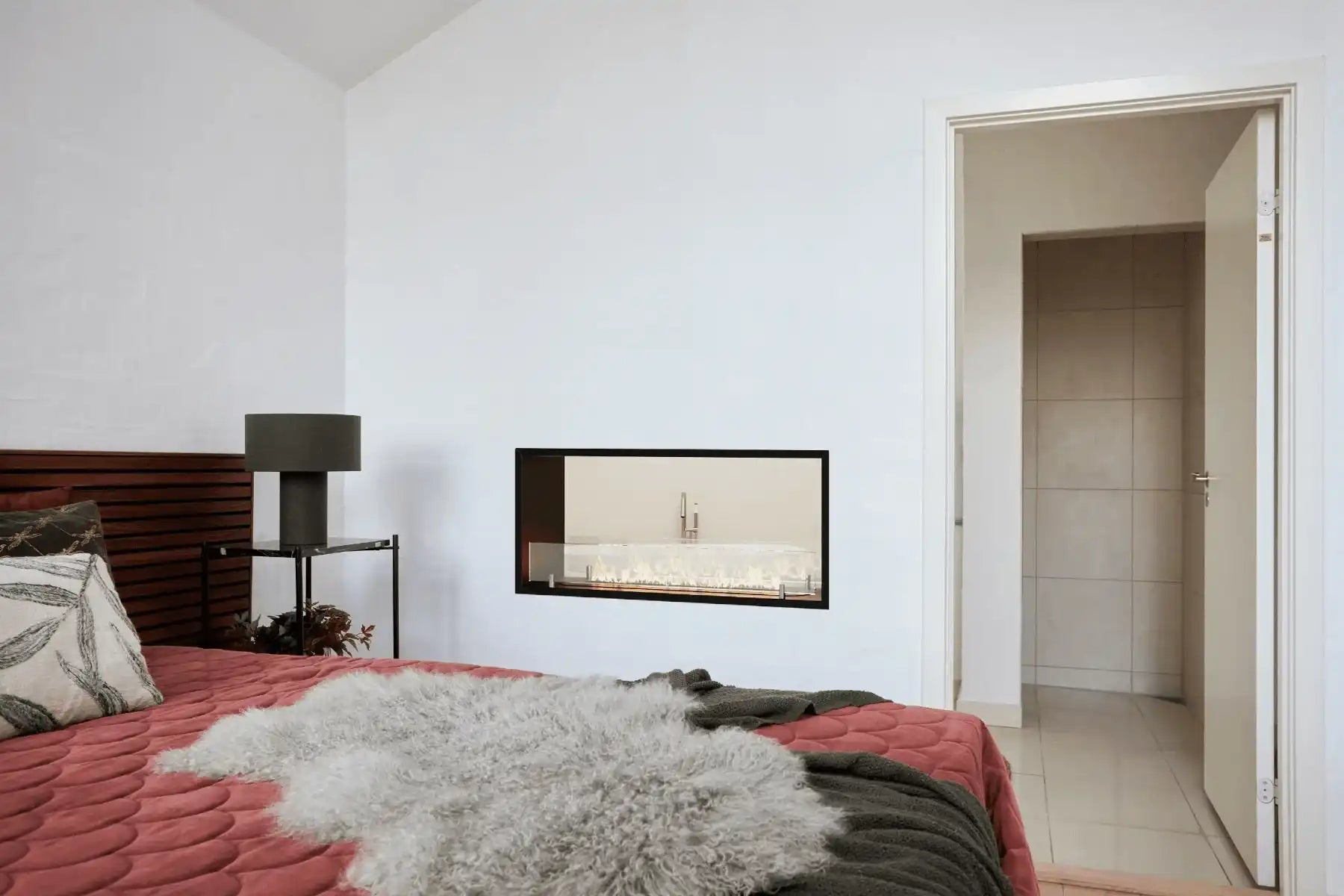 2-seitiger Eckkamin Digitales Bio-Ethanol Einbaukamin Wandkamin Panoramakamin W-LAN - HomeDesign Knaus