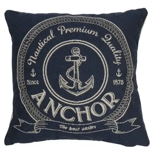 2er Set Baumwolle Gobelin Kissen Gobelin marine anchor 45x45cm - HomeDesign Knaus